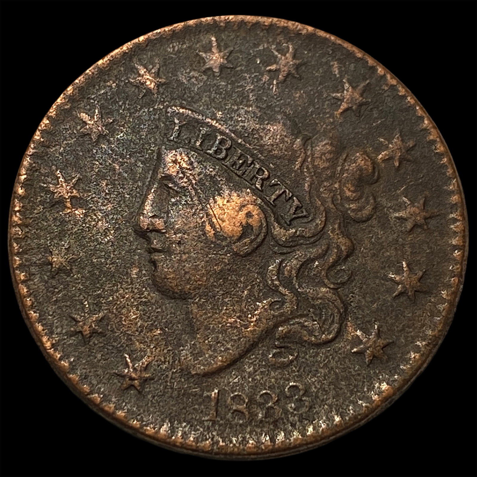 1833 Coronet Head Large Cent NEARLY UNCIRCULATED: 1833 Coronet Head Large Cent NEARLY UNCIRCULATED