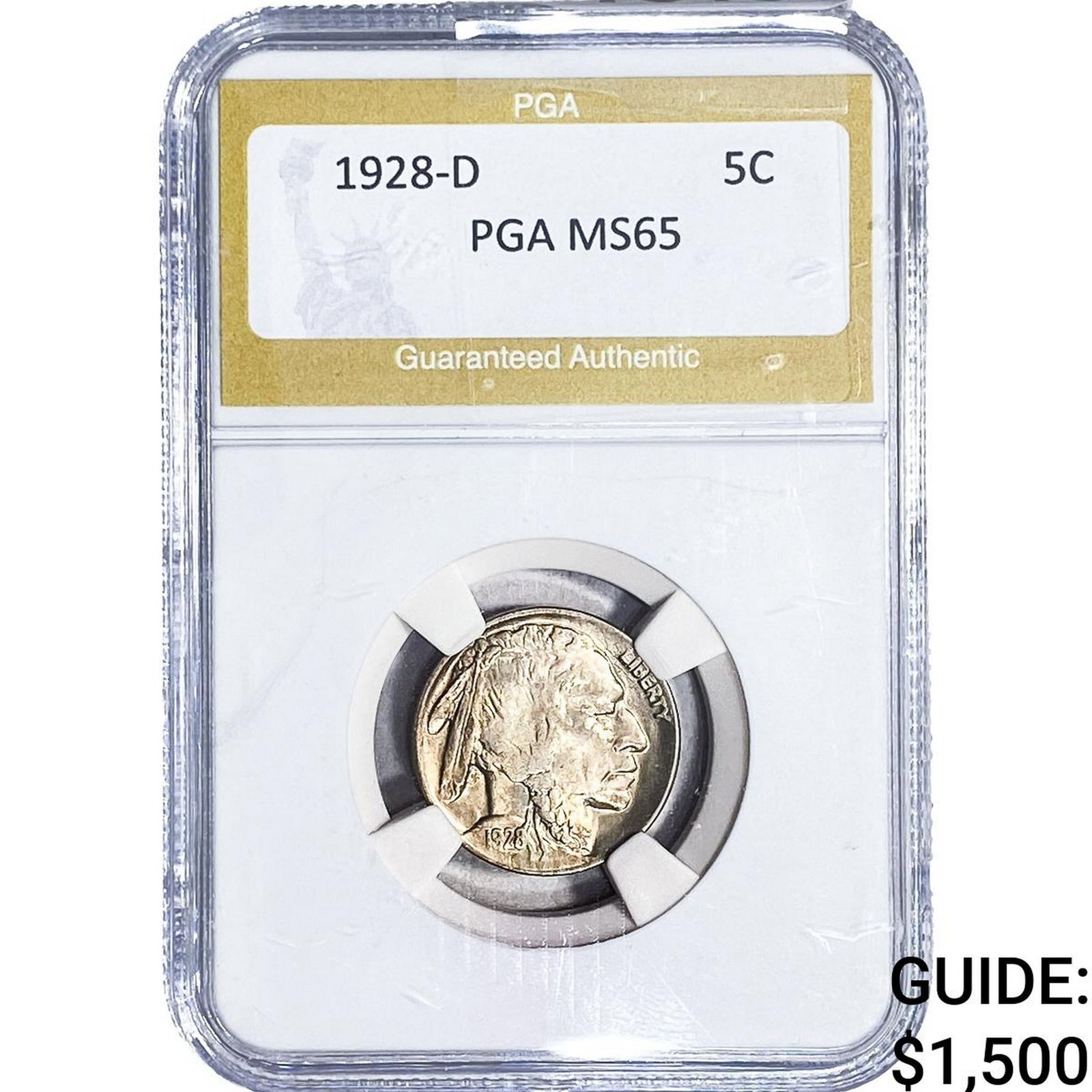 1928-D Buffalo Nickel PGA MS65: 1928-D Buffalo Nickel PGA MS65