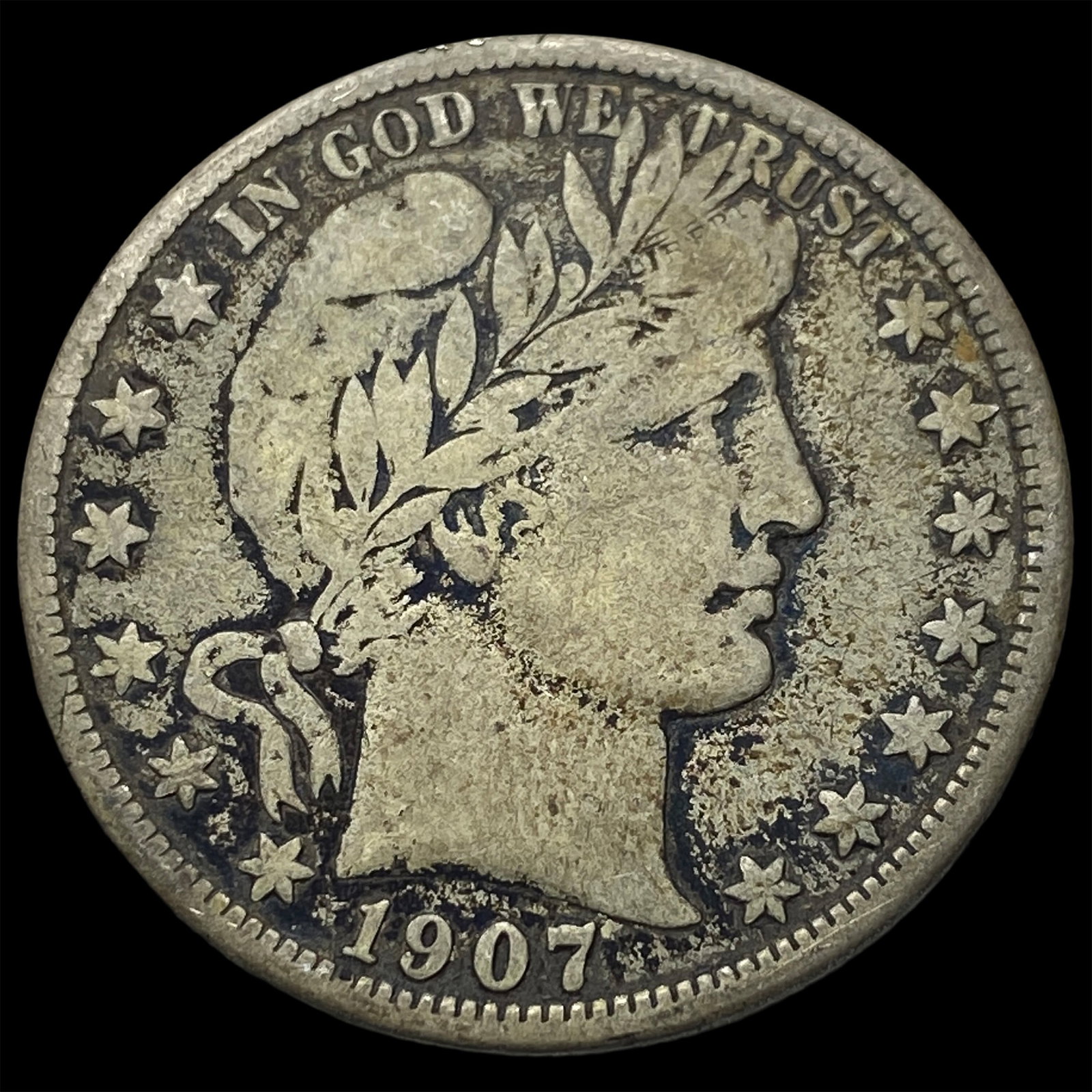 1907-D Silver Barber Half Dollar NICELY CIRCULATED: 1907-D Silver Barber Half Dollar NICELY CIRCULATED