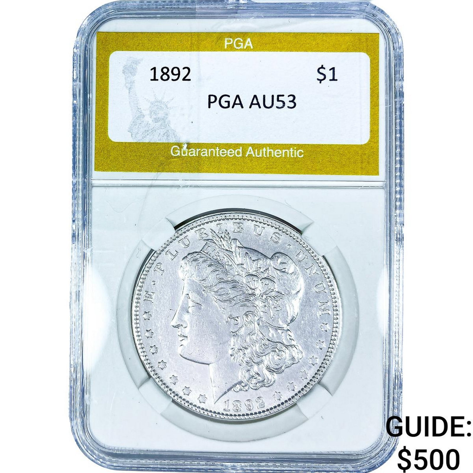 1892 Morgan Silver Dollar PGA AU53: 1892 Morgan Silver Dollar PGA AU53
