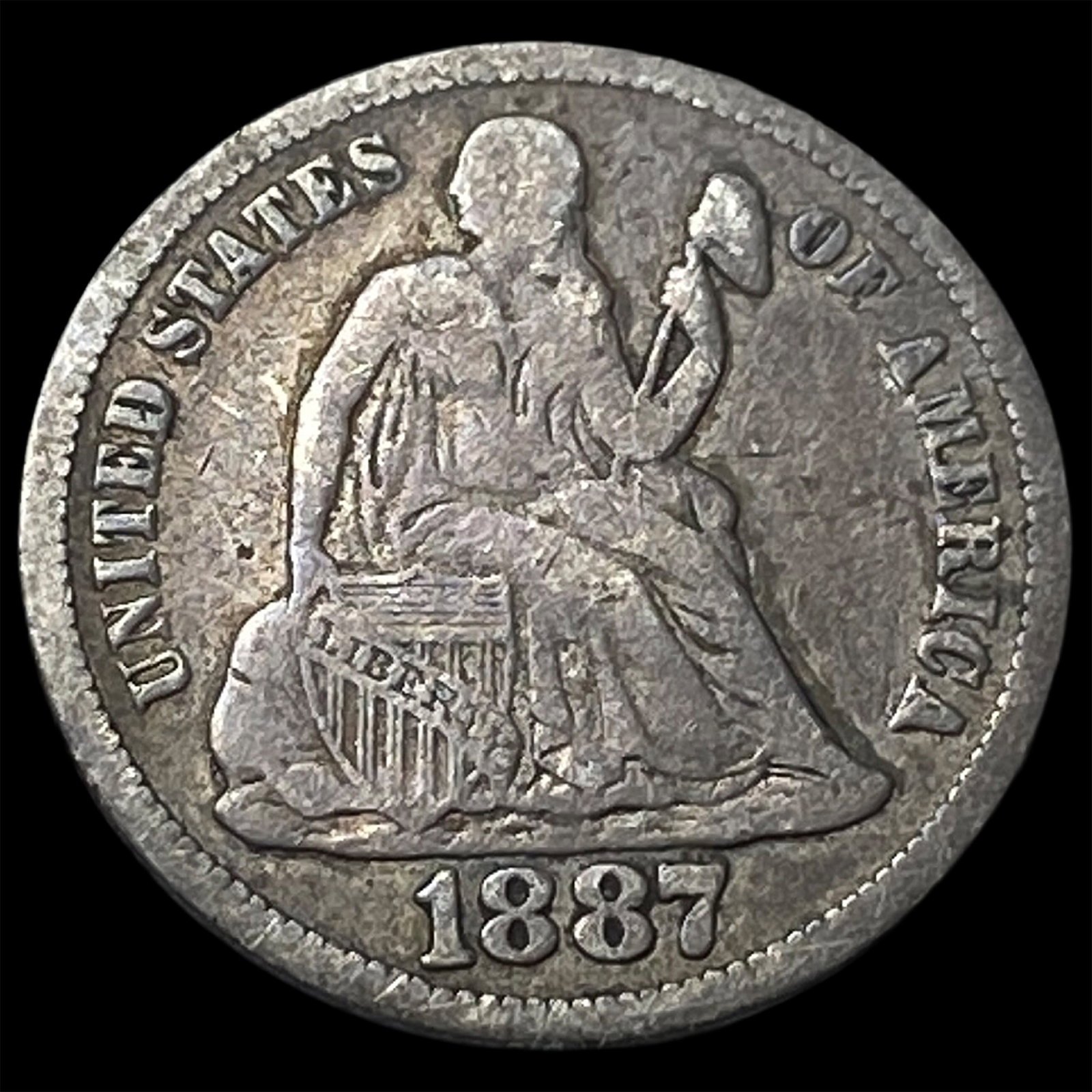 1887-S Silver Seated Liberty Dime NICELY CIRCULATED: 1887-S Silver Seated Liberty Dime NICELY CIRCULATED
