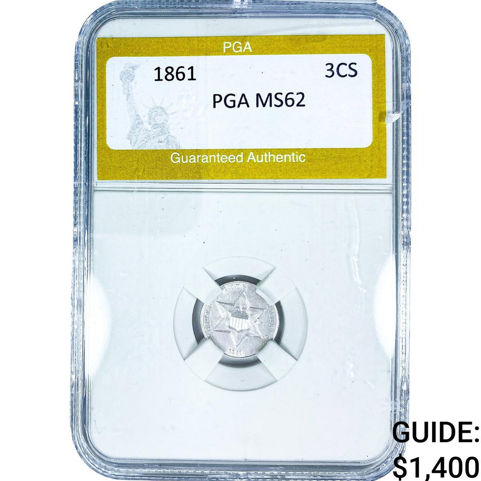 1861 Silver Three Cent PGA MS62: 1861 Silver Three Cent PGA MS62