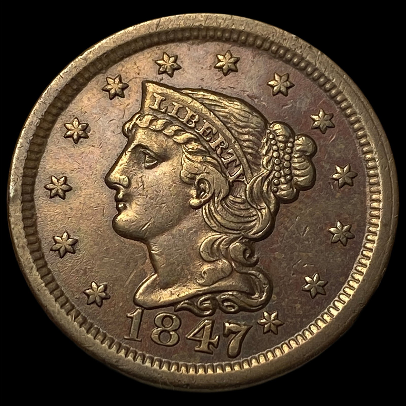 1847 Braided Hair Large Cent UNCIRCULATED (1 of 2)