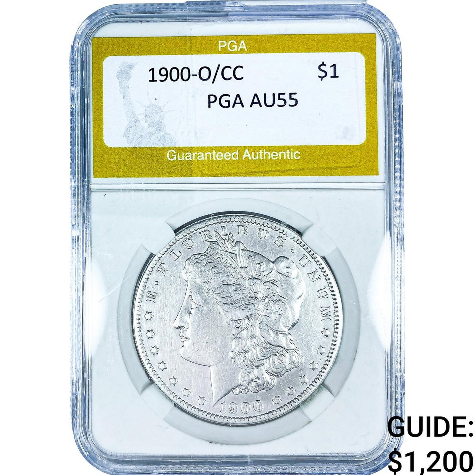 1900-O/CC Morgan Silver Dollar PGA AU55: 1900-O/CC Morgan Silver Dollar PGA AU55