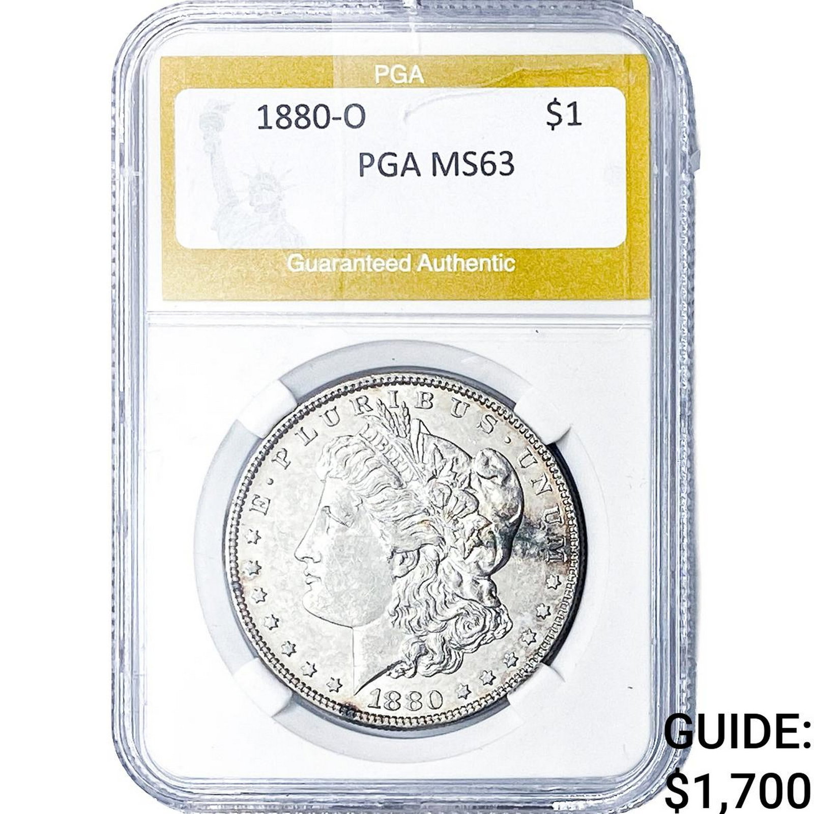 1880-O Morgan Silver Dollar PGA MS63: 1880-O Morgan Silver Dollar PGA MS63