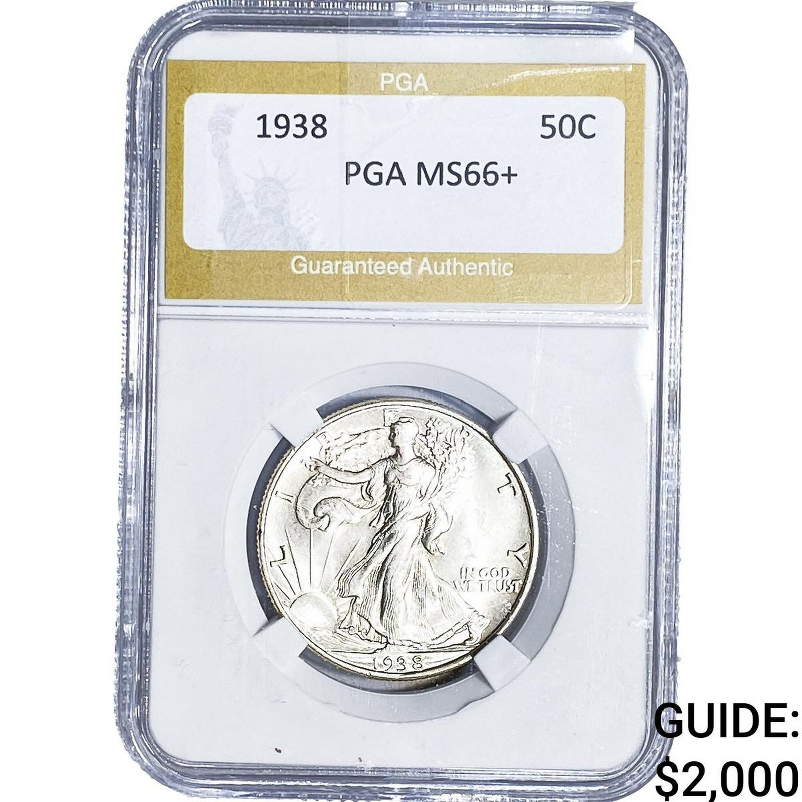 1938 Walking Liberty Half Dollar PGA MS66+: 1938 Walking Liberty Half Dollar PGA MS66+