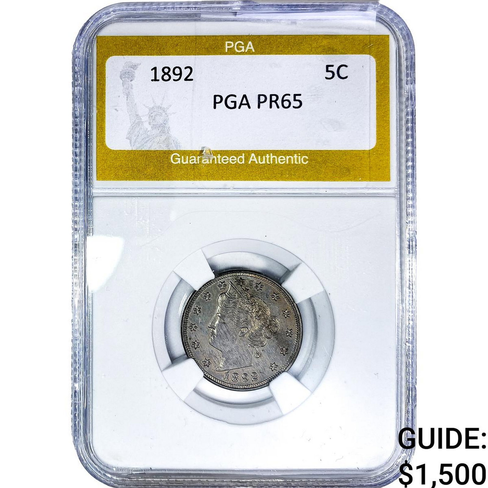 1892 Liberty Victory Nickel PGA PR65: 1892 Liberty Victory Nickel PGA PR65