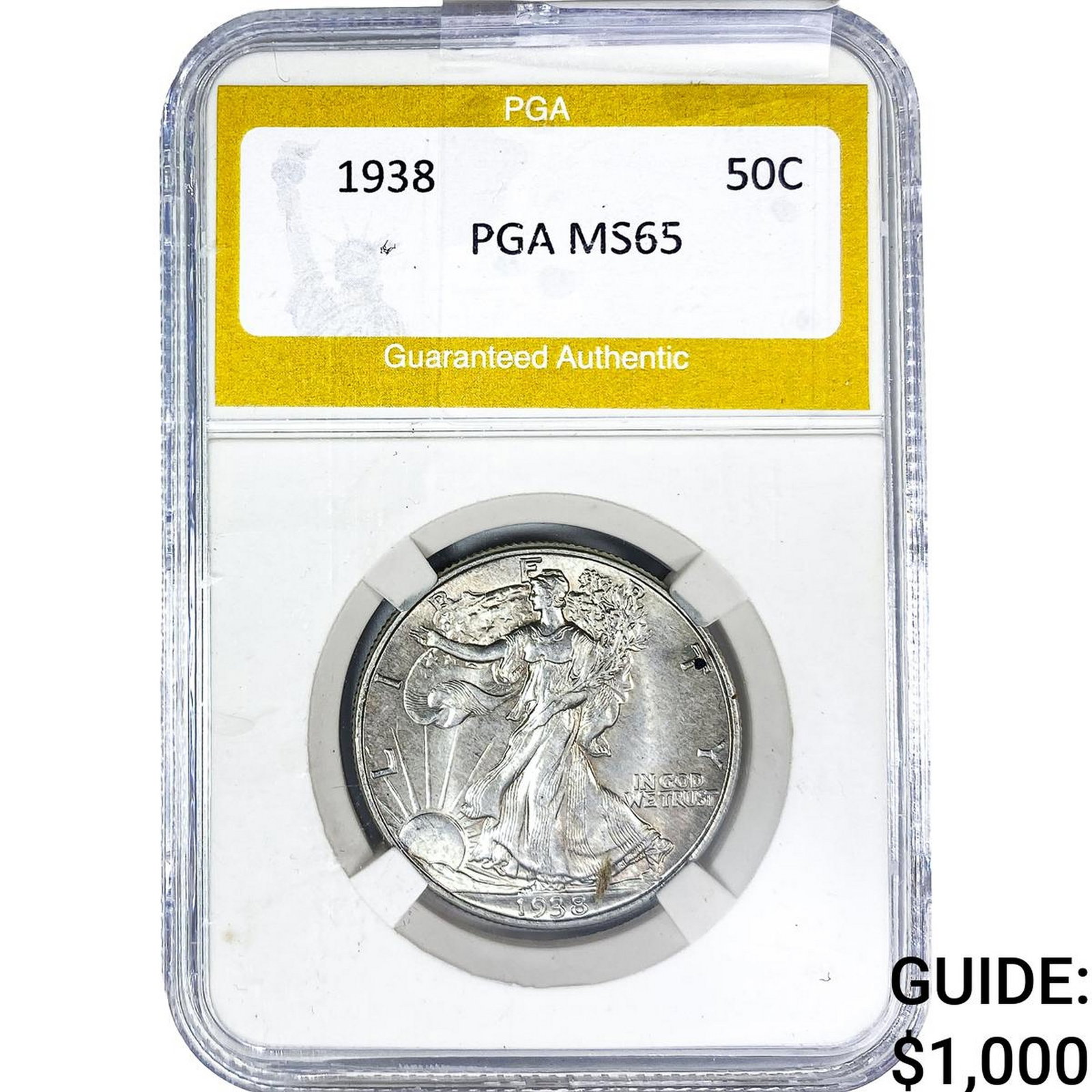 1938 Walking Liberty Half Dollar PGA MS65: 1938 Walking Liberty Half Dollar PGA MS65