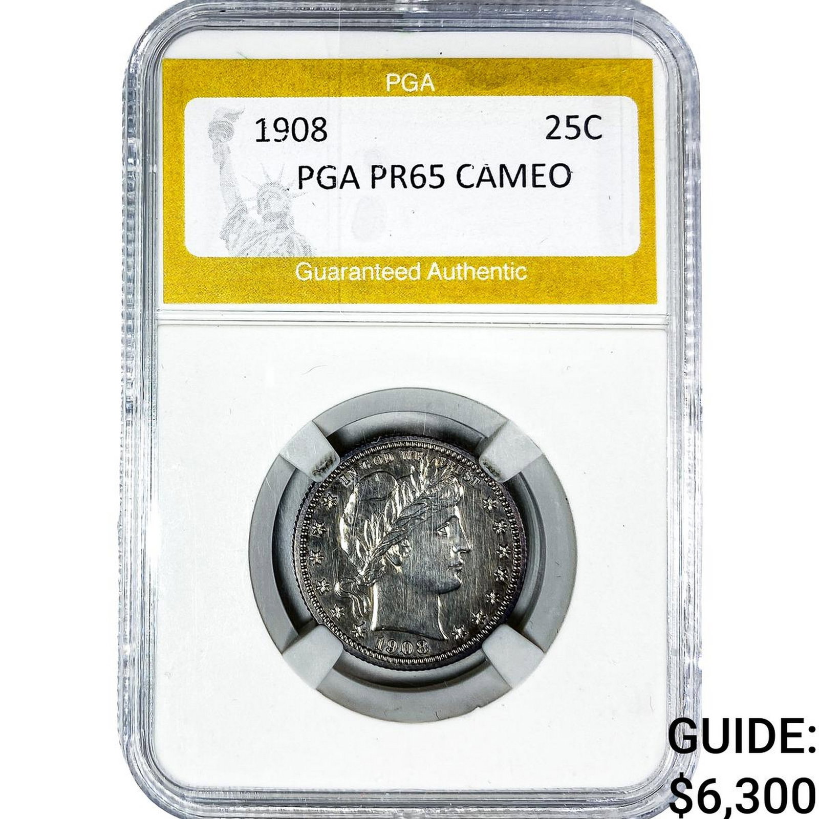 1908 Barber Quarter PGA PR65 Cameo (1 of 2)
