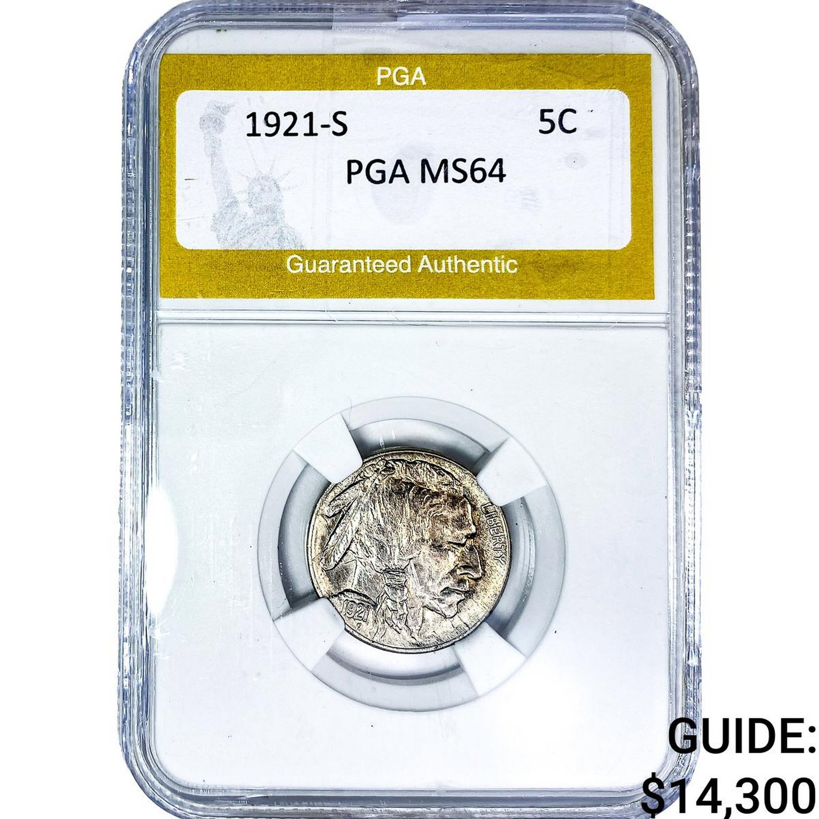 1921-S Buffalo Nickel PGA MS64: 1921-S Buffalo Nickel PGA MS64