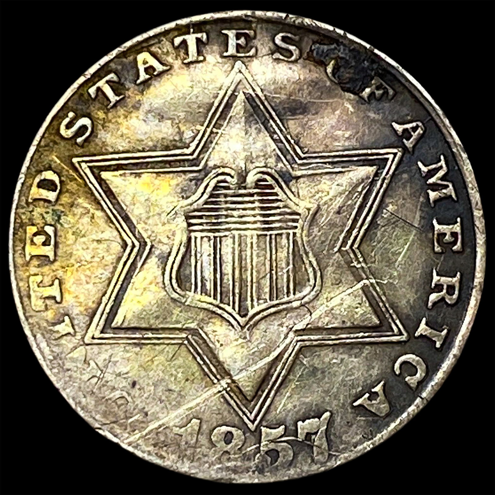 1857 Silver Three-Cent Piece HIGH GRADE: 1857 Silver Three-Cent Piece HIGH GRADE