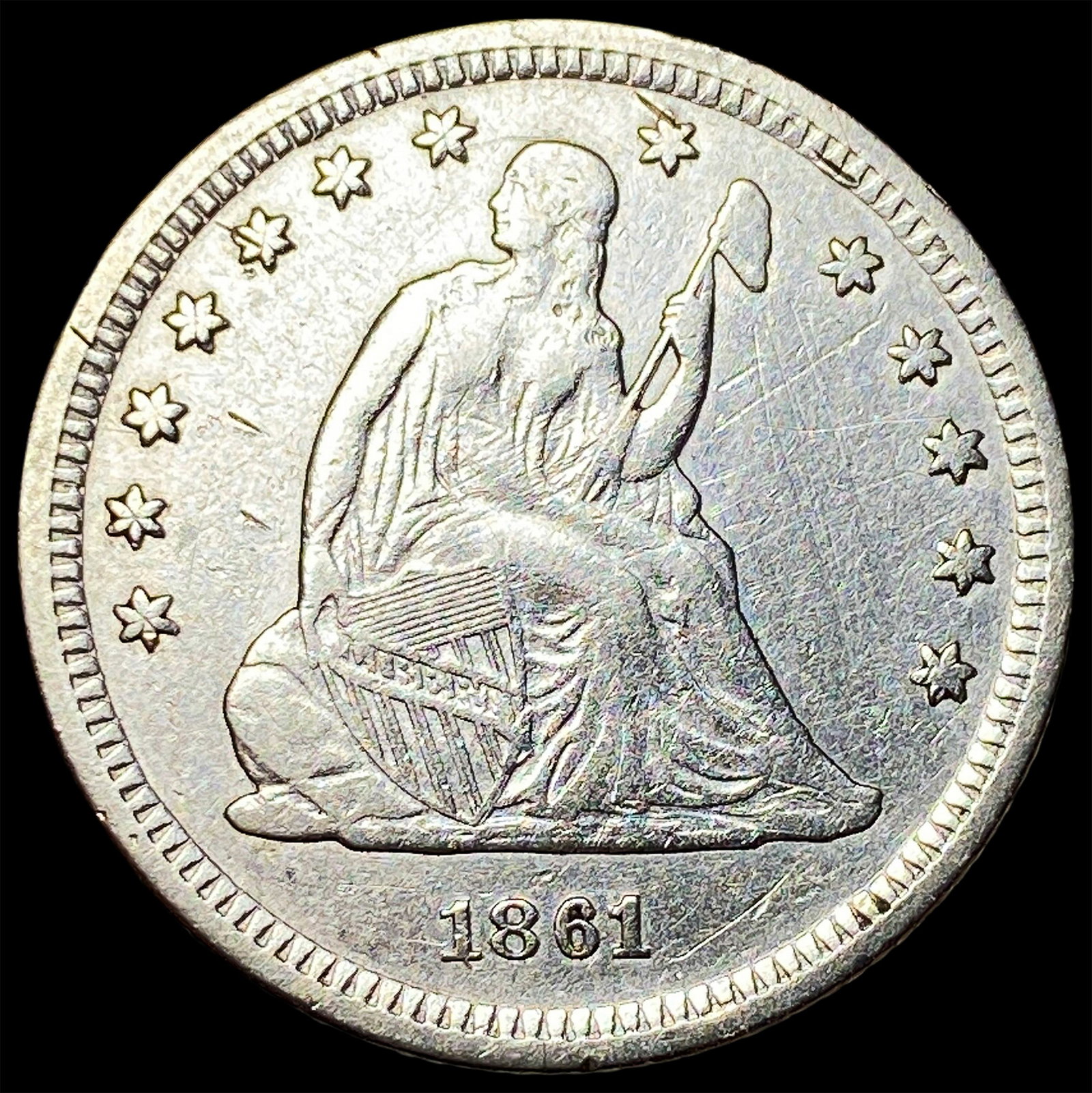 1861 Seated Liberty Quarter CLOSELY UNCIRCULATED: 1861 Seated Liberty Quarter CLOSELY UNCIRCULATED