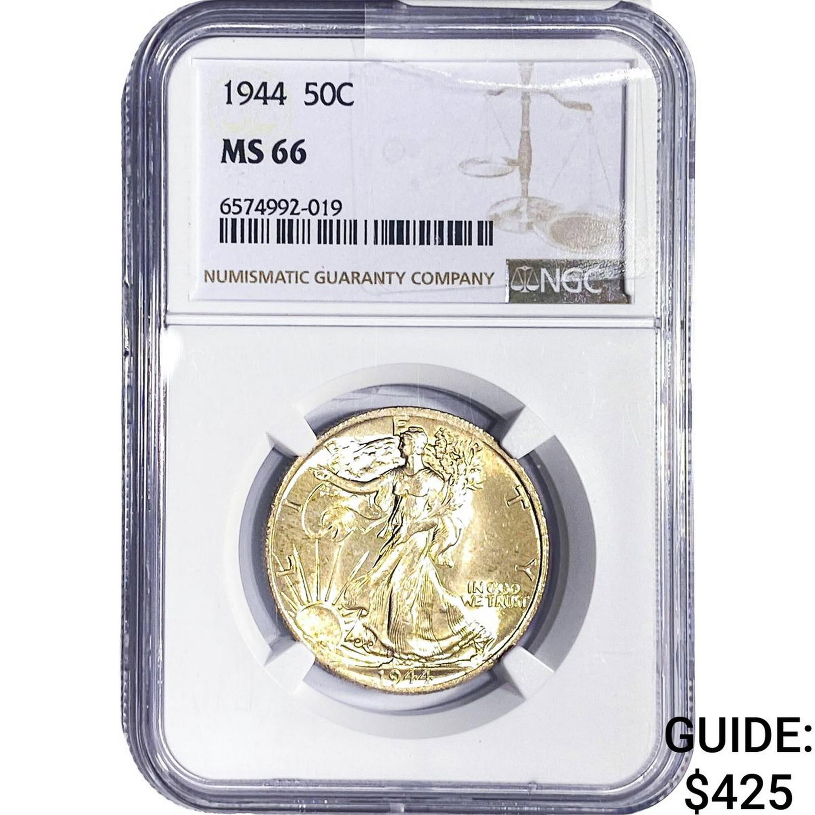1944 Walking Liberty Half Dollar NGC MS66: 1944 Walking Liberty Half Dollar NGC MS66