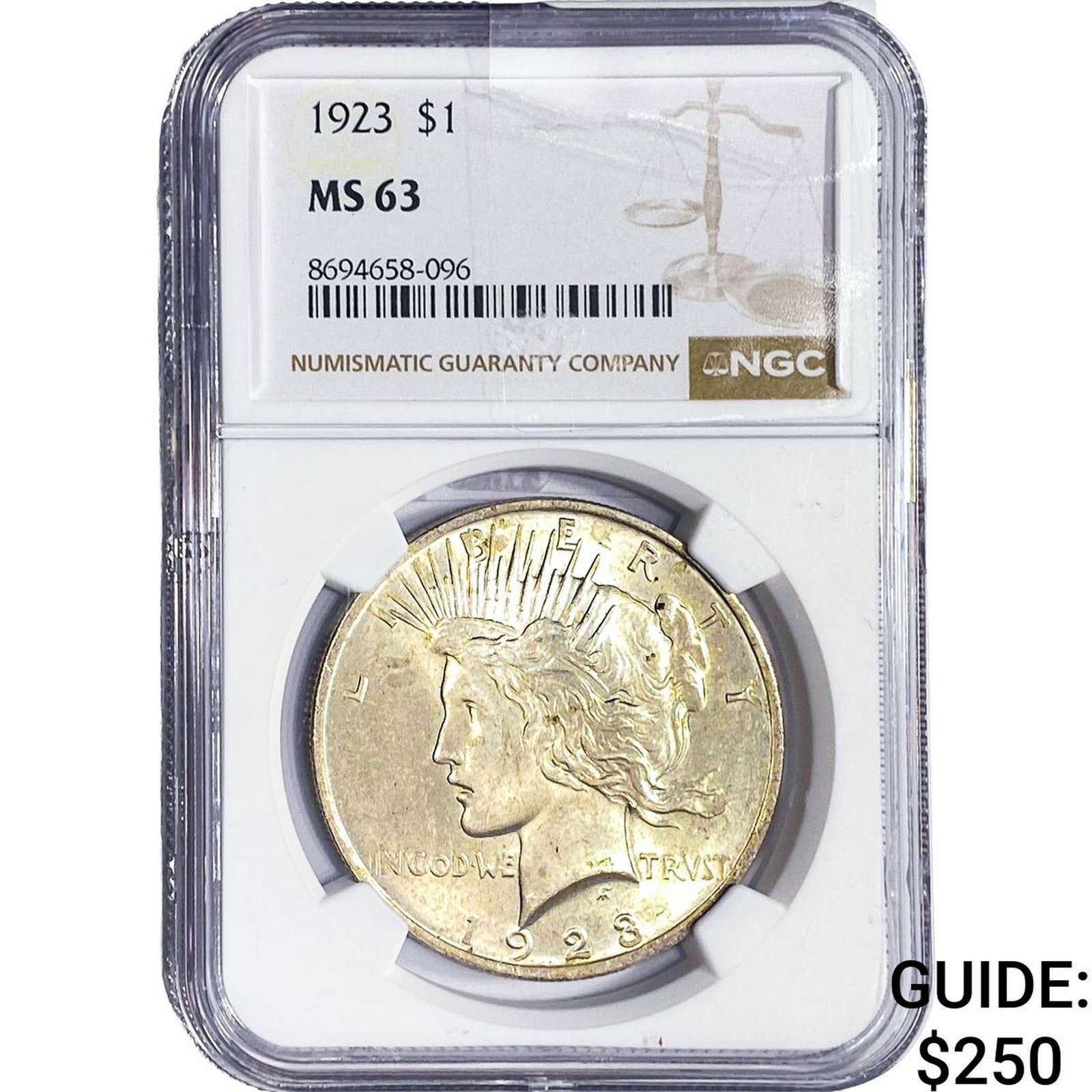 1923 Silver Peace Dollar NGC MS63: 1923 Silver Peace Dollar NGC MS63
