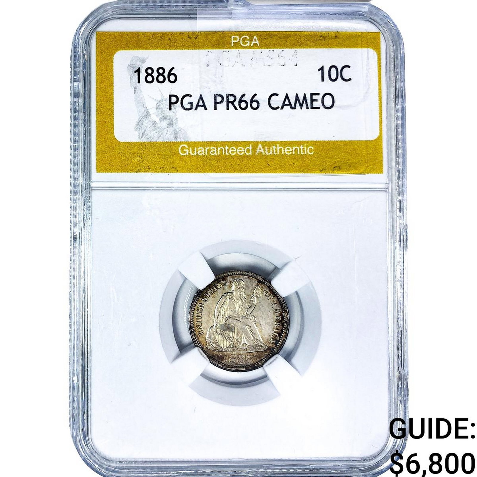 1886 Seated Liberty Dime PGA PR66 Cameo: 1886 Seated Liberty Dime PGA PR66 Cameo