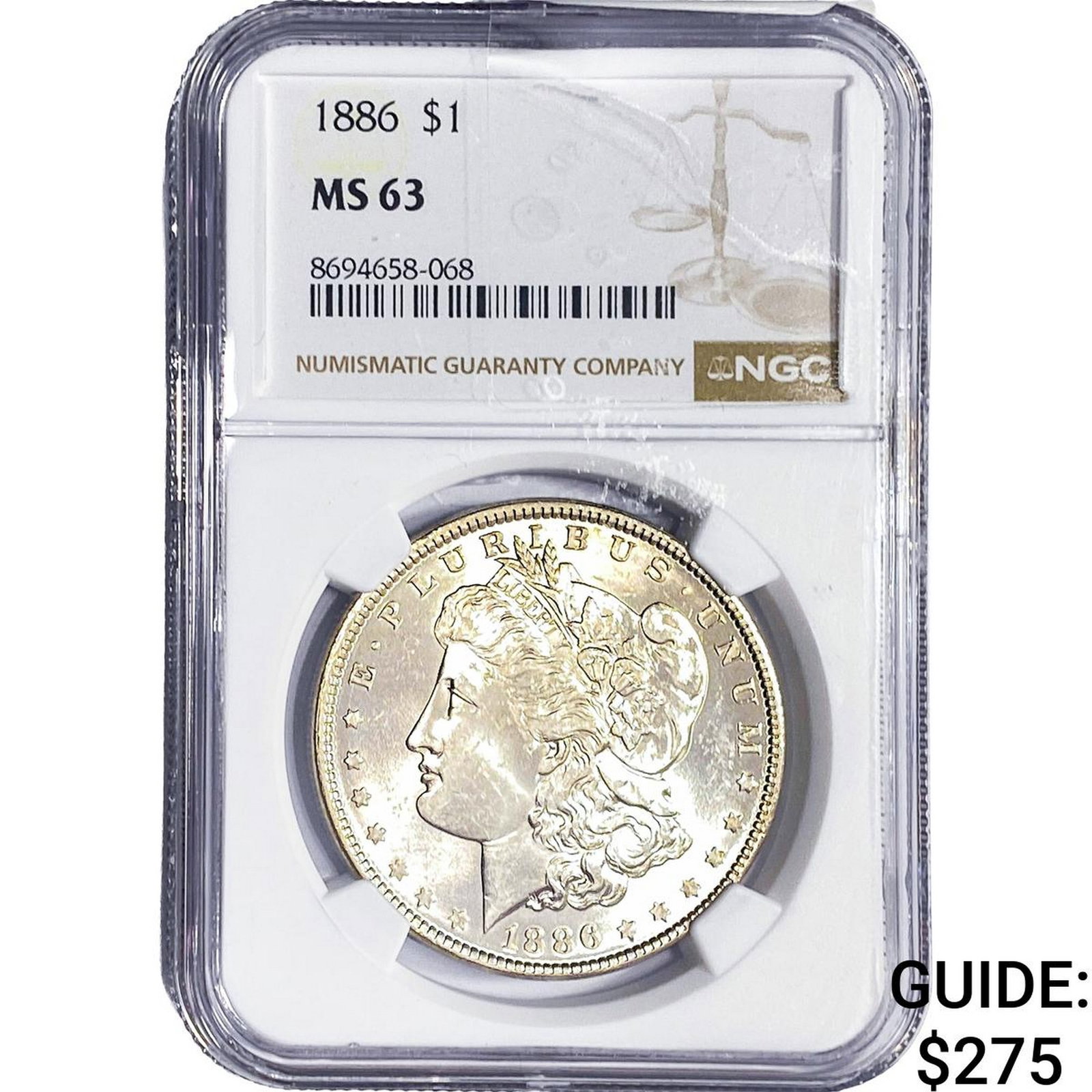 1886 Morgan Silver Dollar NGC MS63: 1886 Morgan Silver Dollar NGC MS63