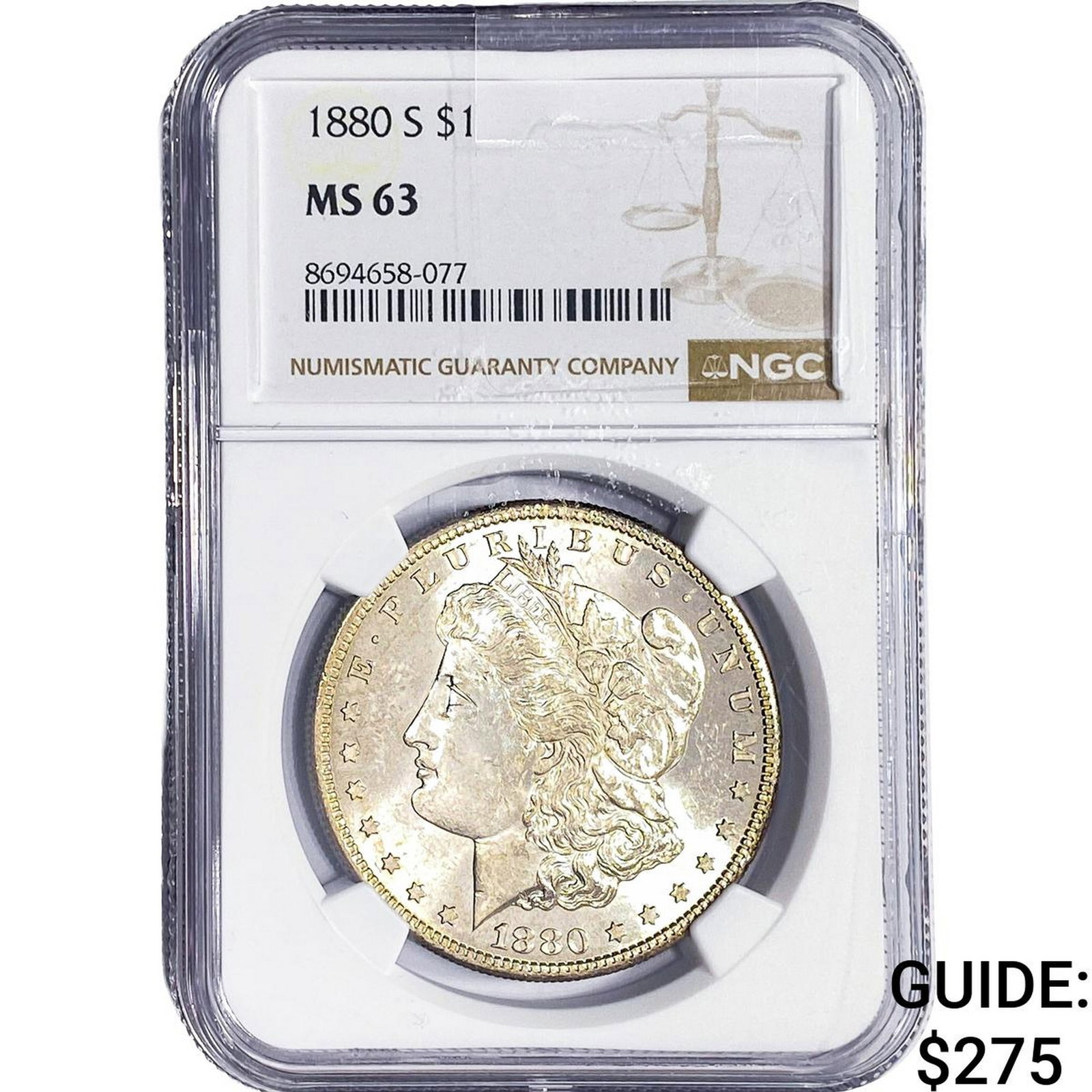 1880-S Morgan Silver Dollar NGC MS63: 1880-S Morgan Silver Dollar NGC MS63