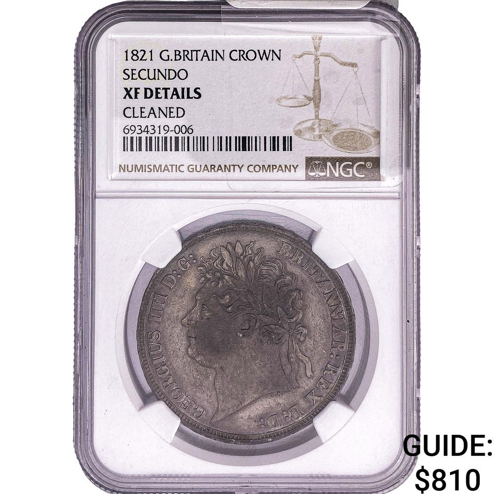 1821 Great Britain George III Secundo Silver Crown NGC XFDetails (1 of 2)
