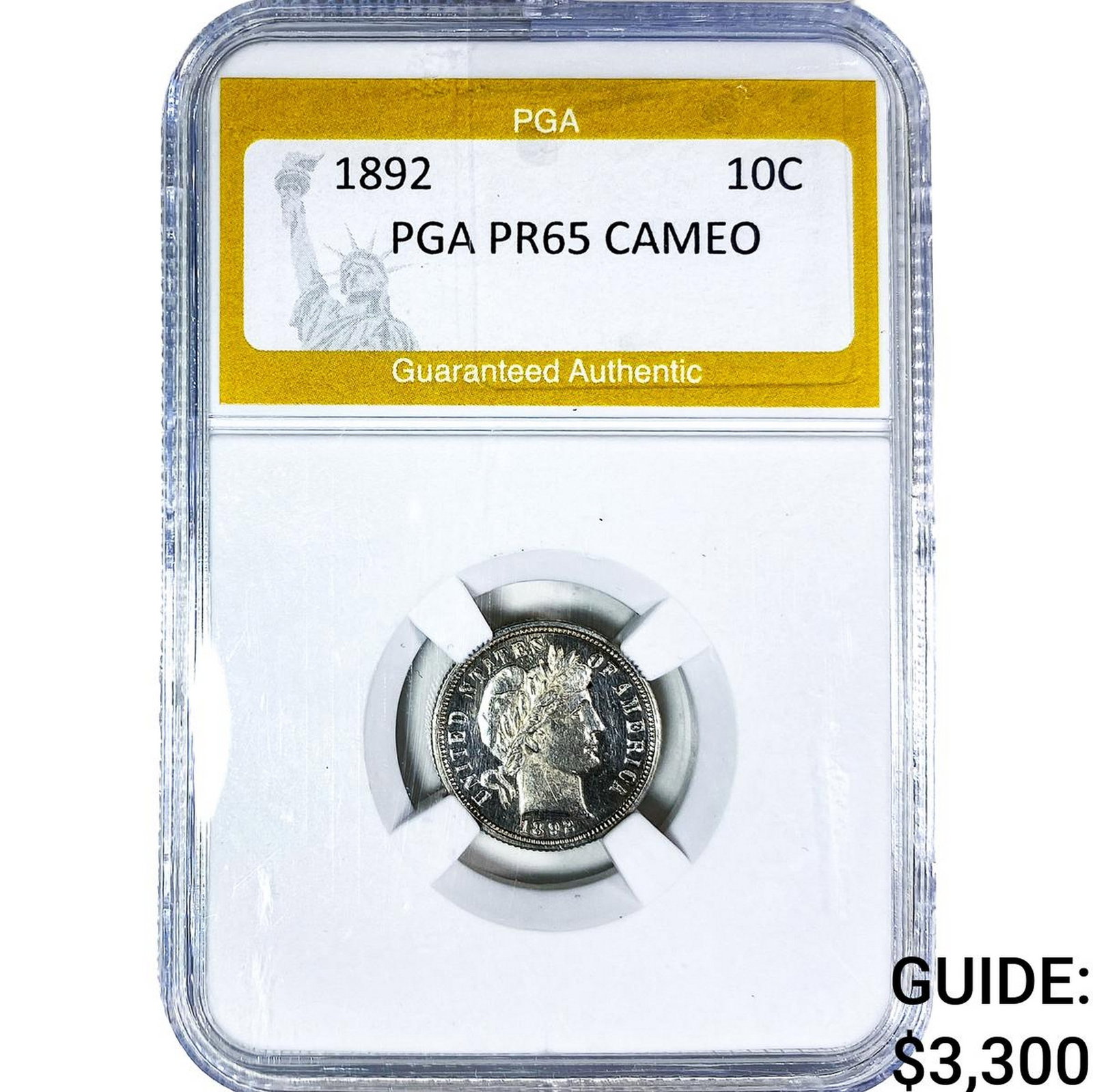 1892 Barber Dime PGA PR65 Cameo (1 of 2)