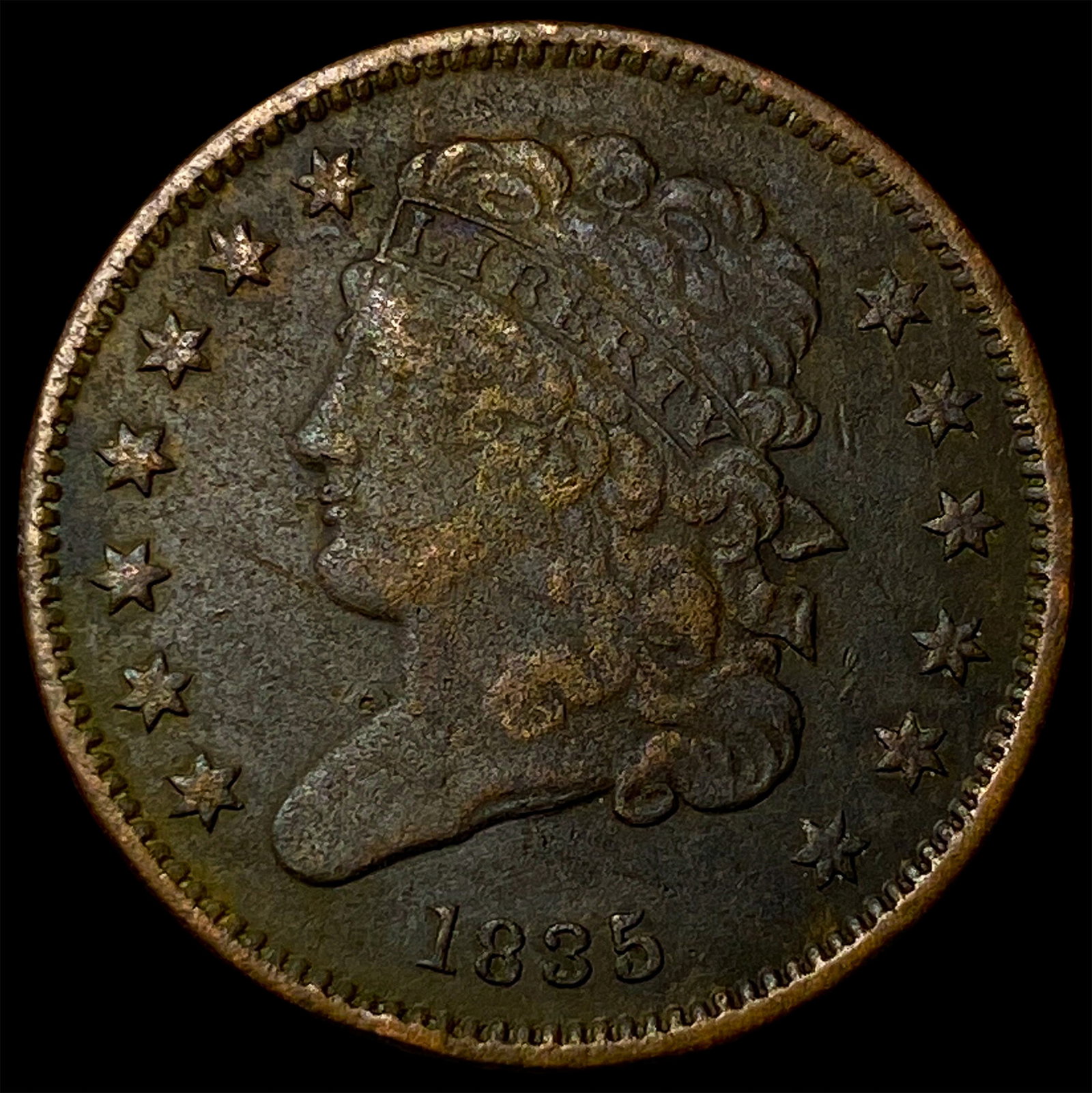 1835 Braided Hair Half Cent NEARLY UNCIRCULATED: 1835 Braided Hair Half Cent NEARLY UNCIRCULATED