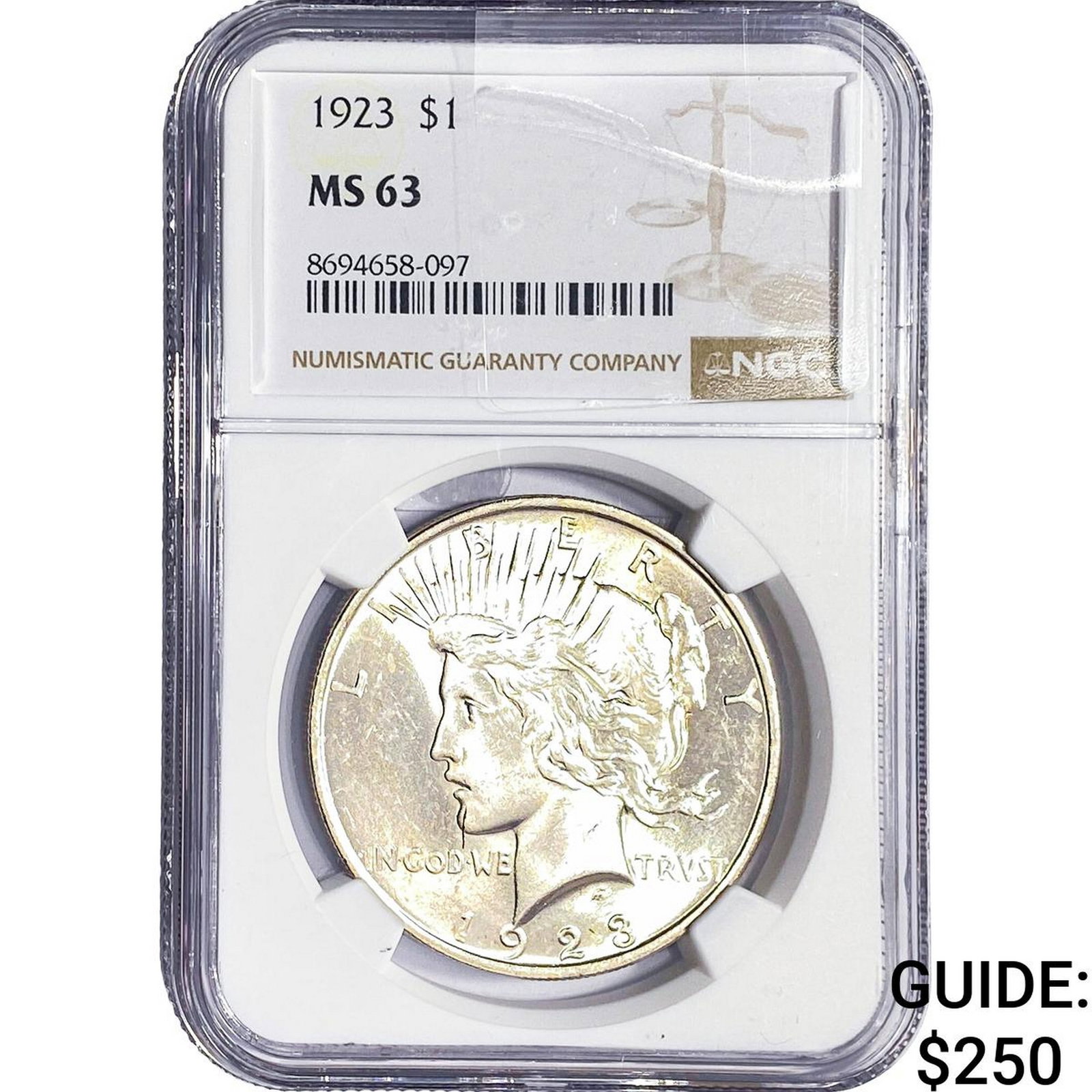 1923 Silver Peace Dollar NGC MS63: 1923 Silver Peace Dollar NGC MS63