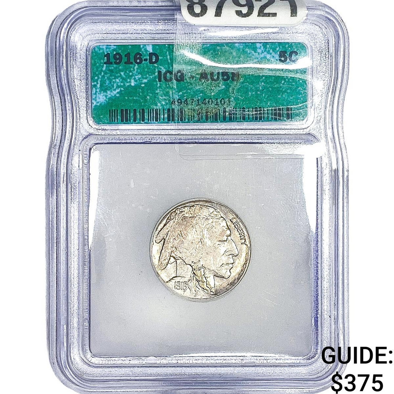 1916-D Buffalo Nickel ICG AU58: 1916-D Buffalo Nickel ICG AU58