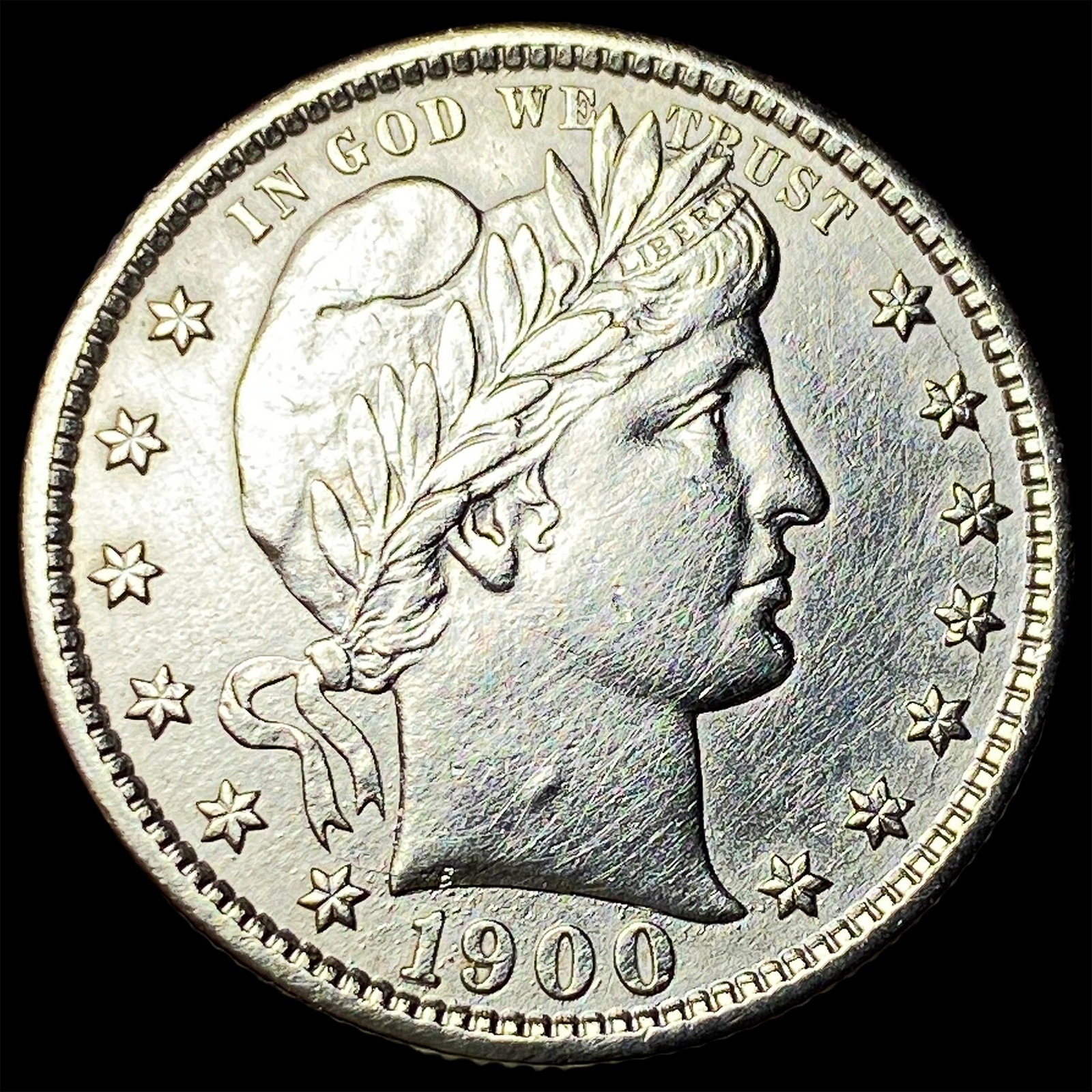 1900-S Barber Silver Quarter CHOICE AU: 1900-S Barber Silver Quarter CHOICE AU