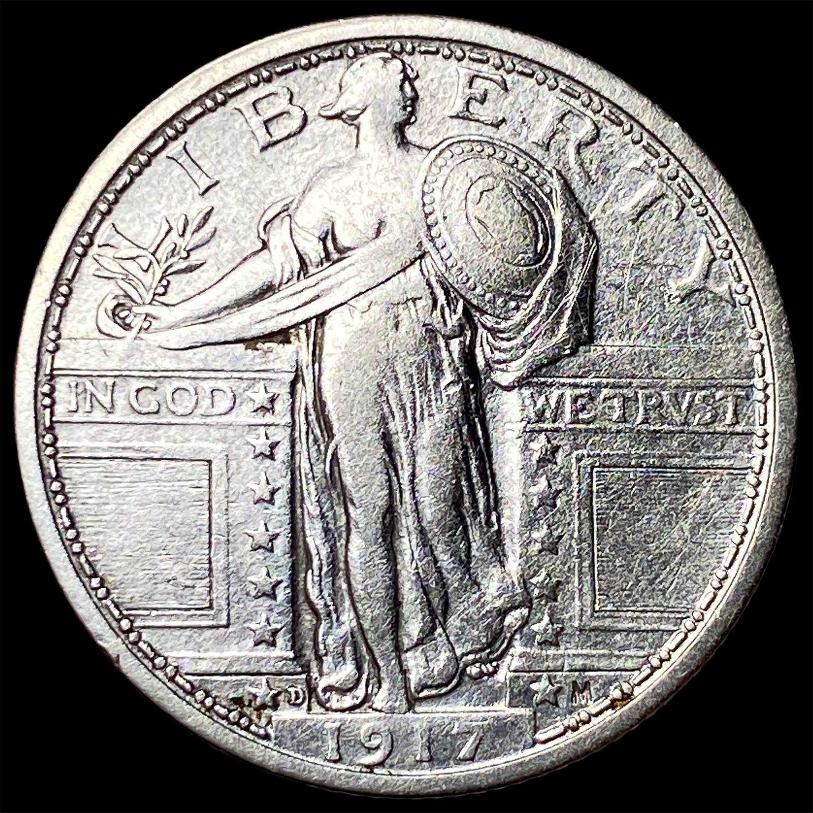 1917-D Type 1 Standing Liberty Quarter CLOSELY UNCIRCULATED: 1917-D Type 1 Standing Liberty Quarter CLOSELY UNCIRCULATED