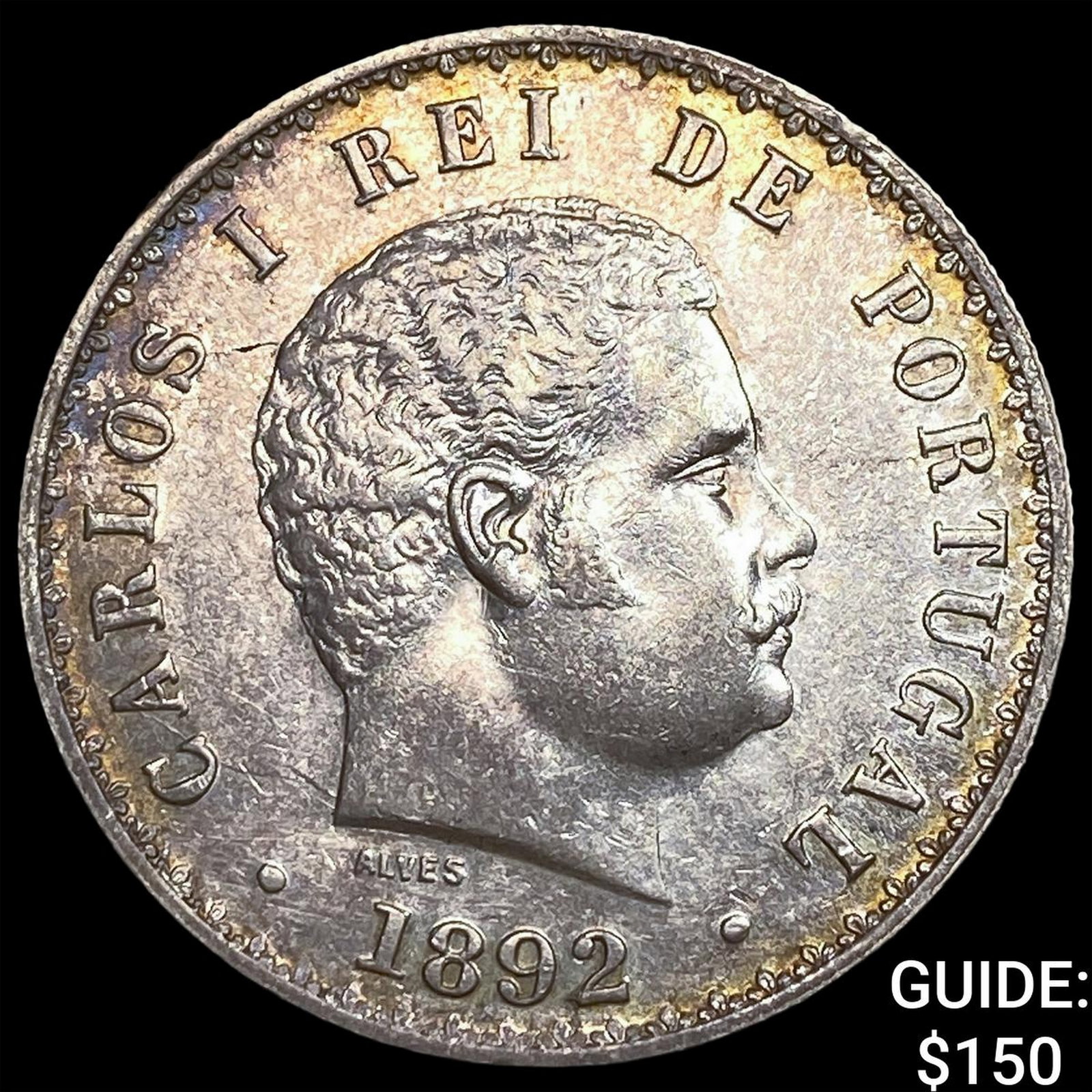 1892 Portugal Silver 500 Reis: 1892 Portugal Silver 500 Reis