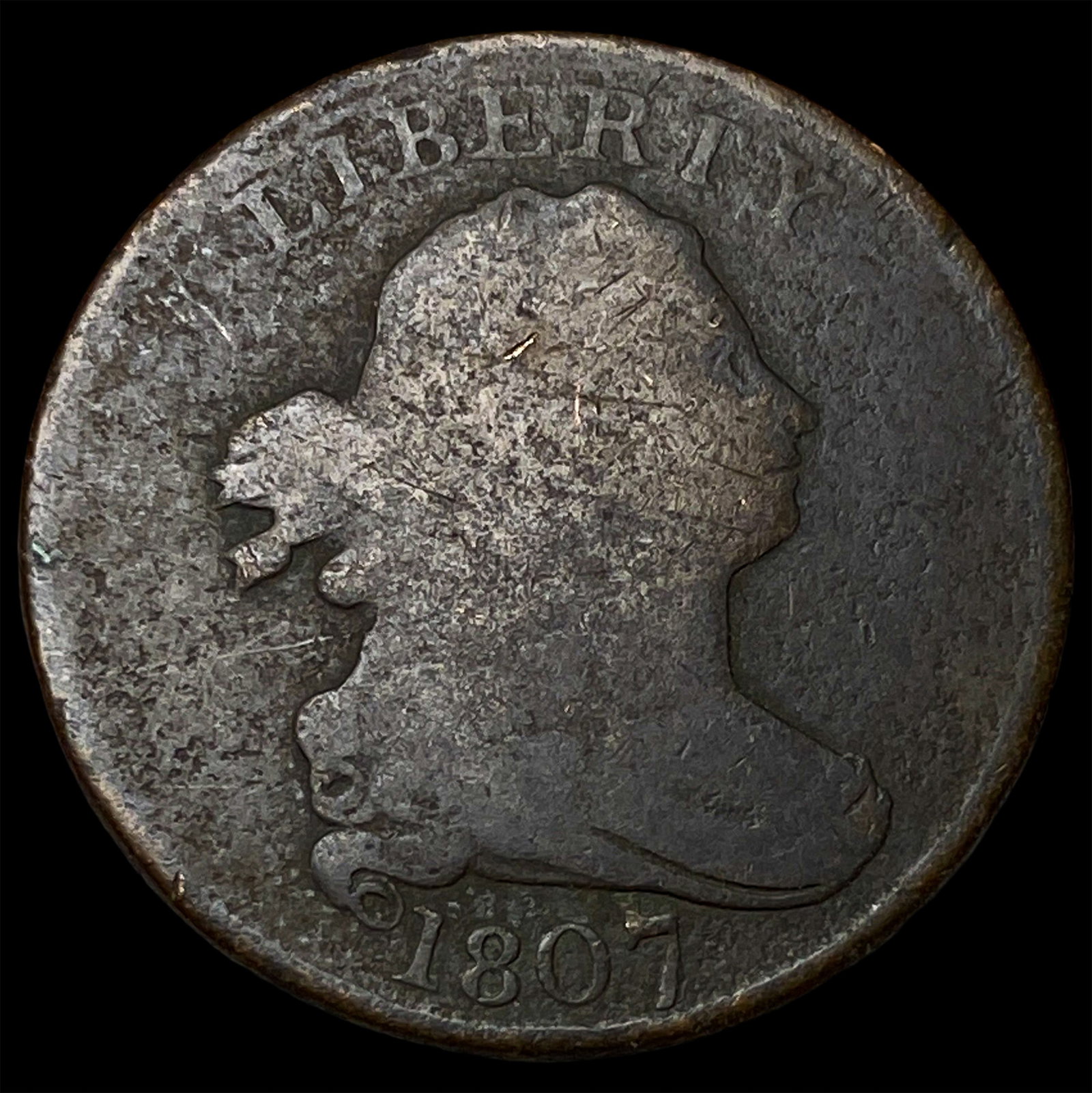 1807 Draped Bust Half Cent NEARLY UNCIRCULATED: 1807 Draped Bust Half Cent NEARLY UNCIRCULATED