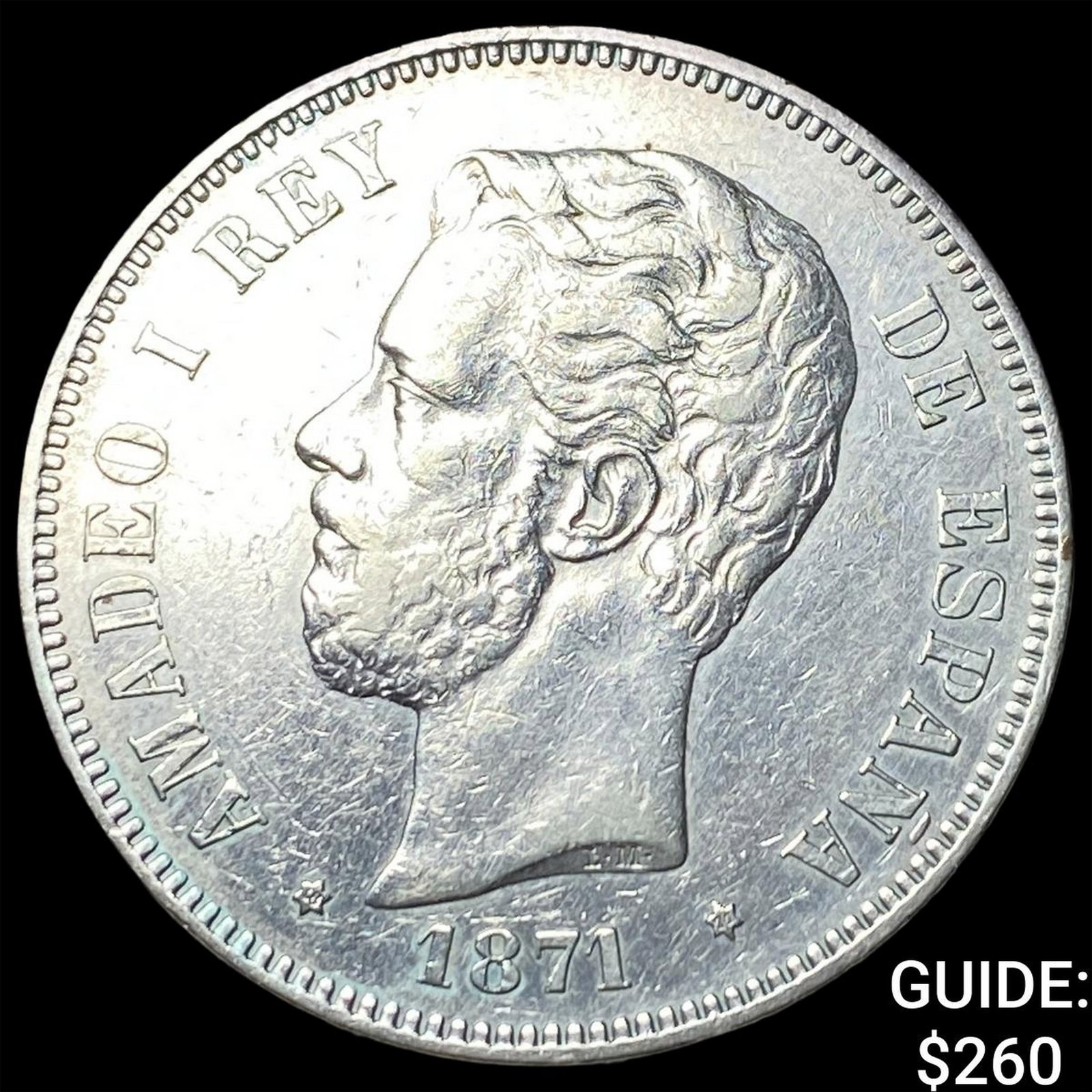 1871 Spain Silver 5 Pesetas (1 of 2)