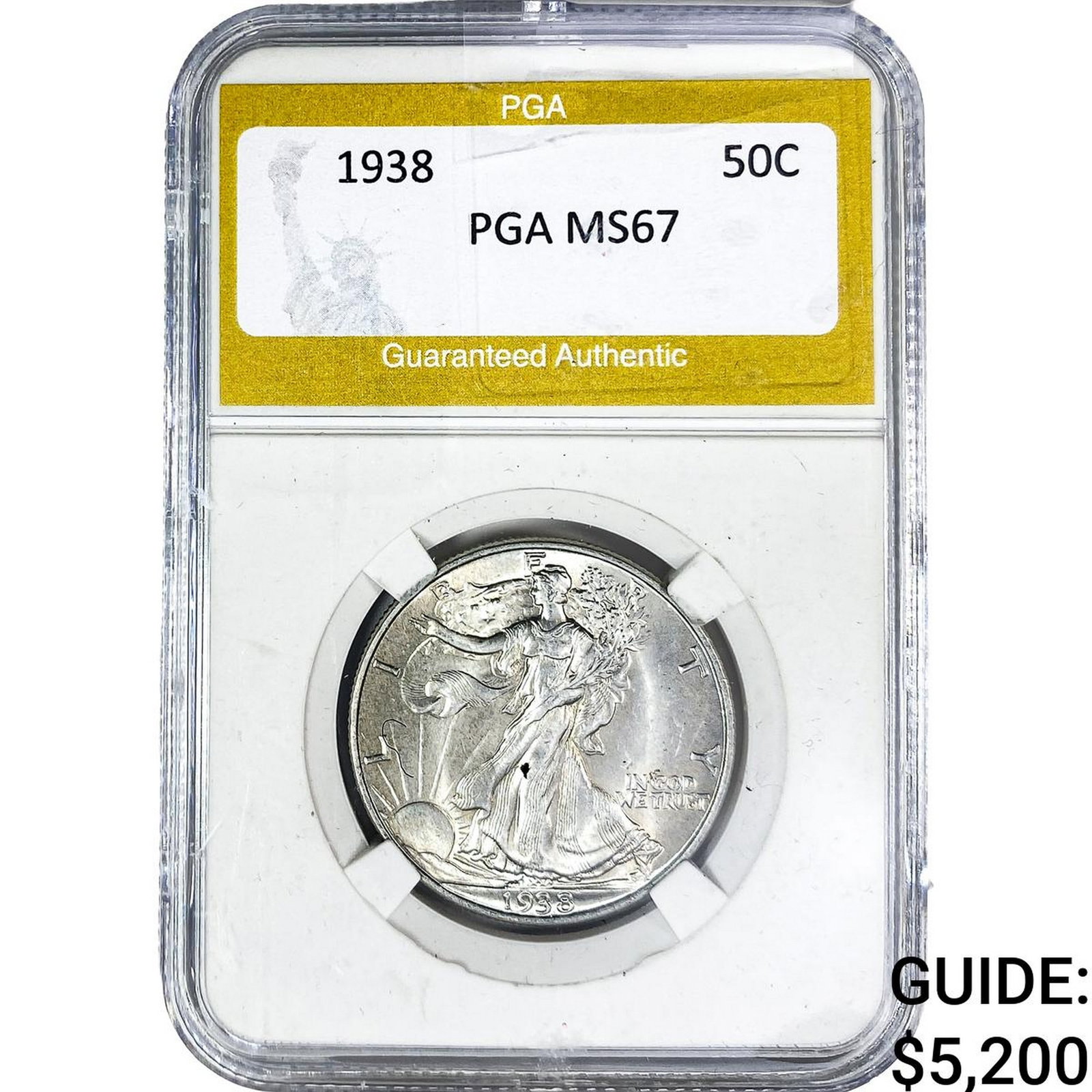 1938 Walking Liberty Half Dollar PGA MS67: 1938 Walking Liberty Half Dollar PGA MS67
