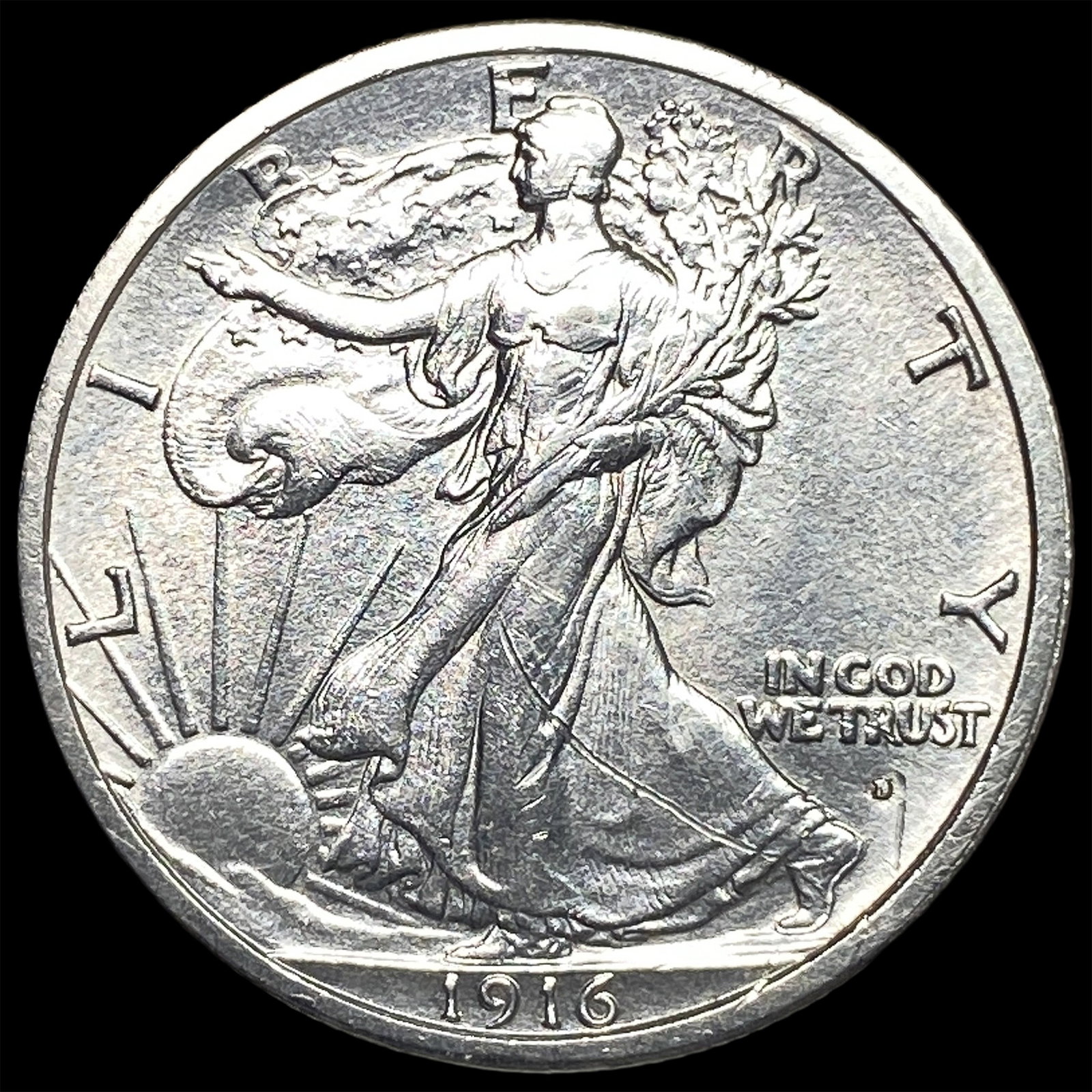 1916 Walking Liberty Half Dollar CLOSELY UNCIRCULATED: 1916 Walking Liberty Half Dollar CLOSELY UNCIRCULATED