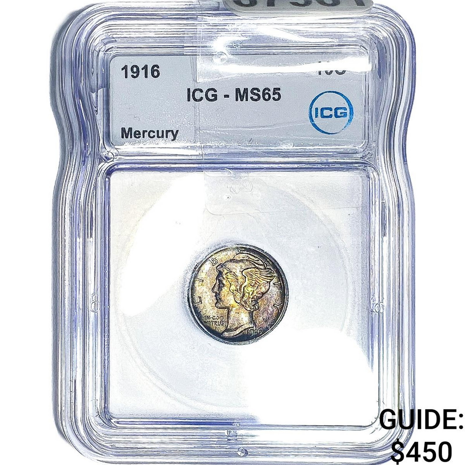 1916 Mercury Silver Dime ICG MS65: 1916 Mercury Silver Dime ICG MS65