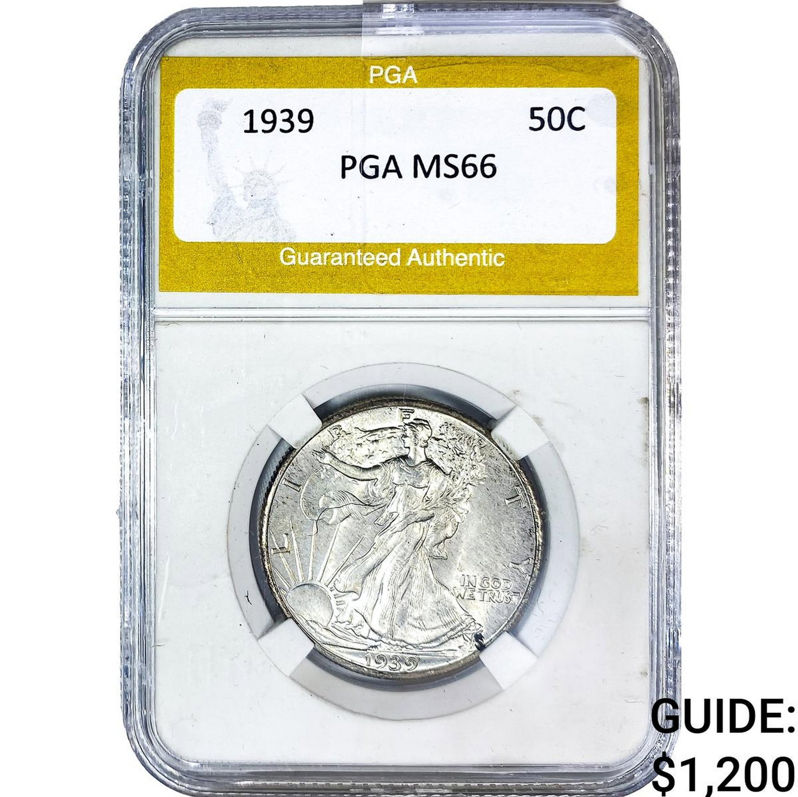 1939 Walking Liberty Half Dollar PGA MS66: 1939 Walking Liberty Half Dollar PGA MS66