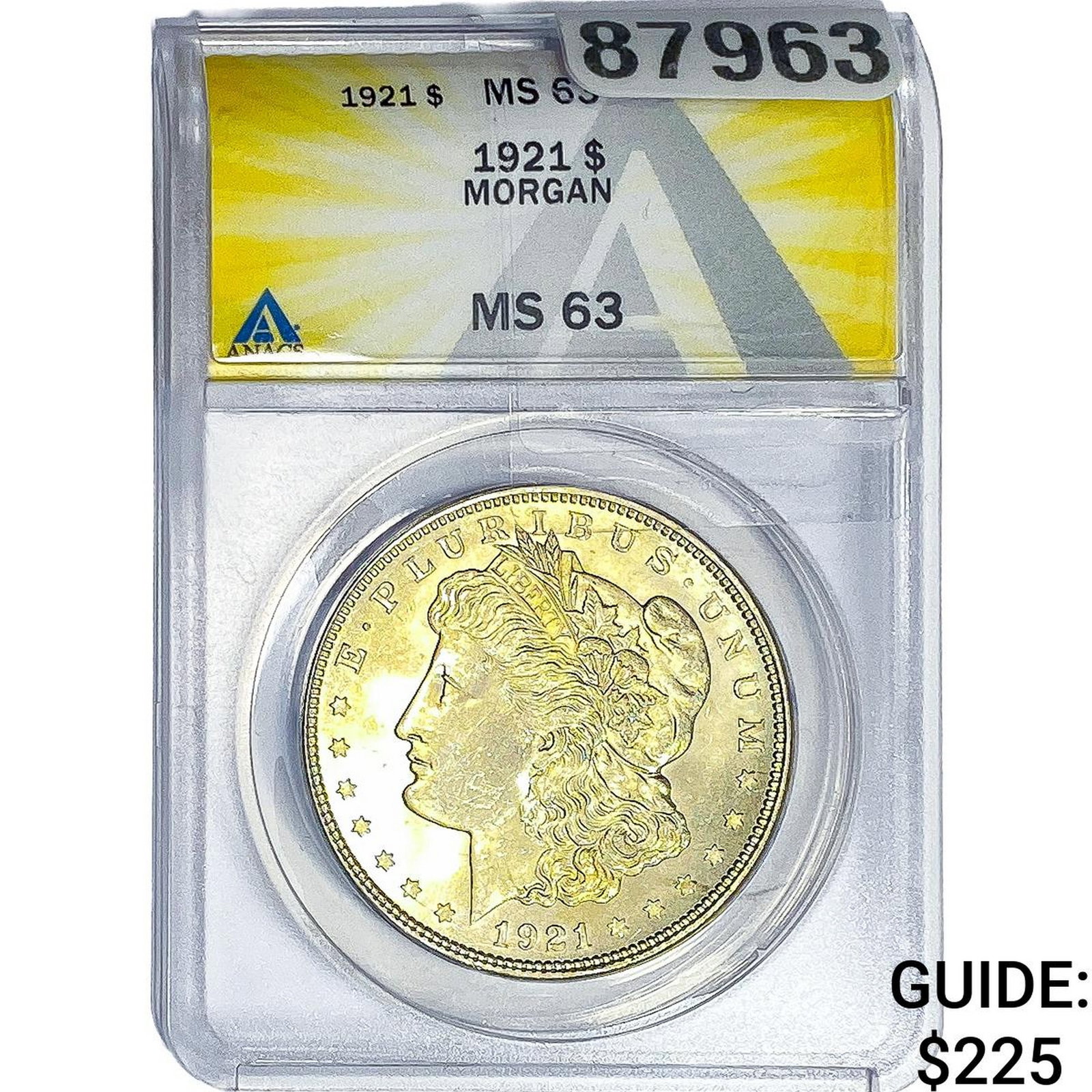 1921 Morgan Silver Dollar ANACS MS63: 1921 Morgan Silver Dollar ANACS MS63
