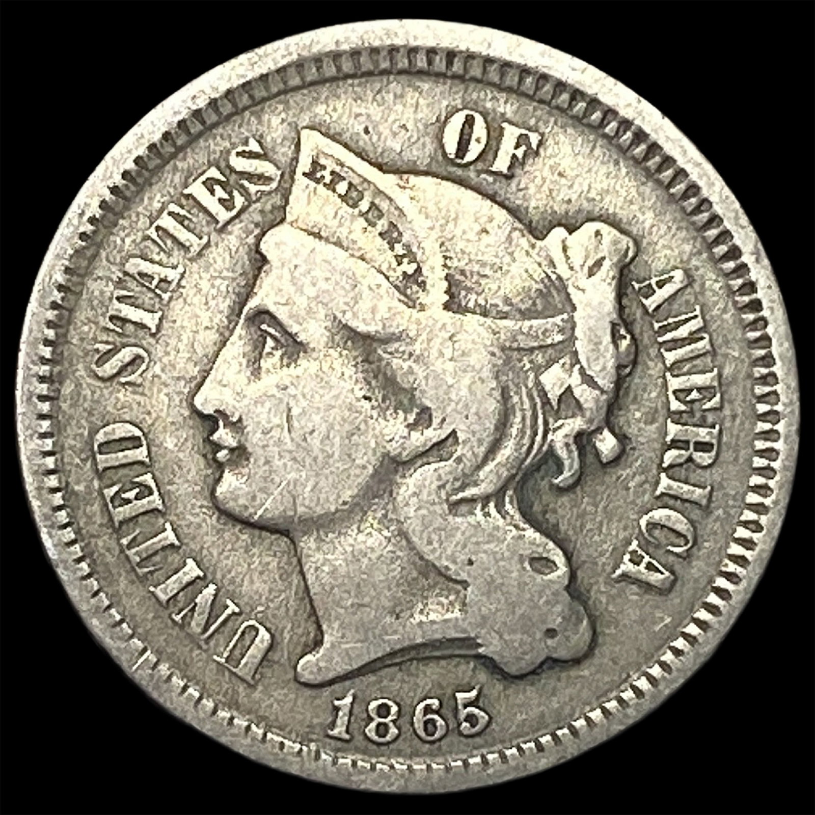 1865 Nickel Three-Cent Piece LIGHTLY CIRCULATED (1 of 2)
