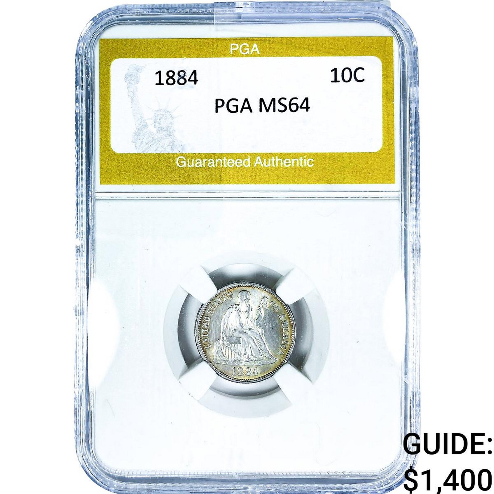 1884 Seated Liberty Dime PGA MS64: 1884 Seated Liberty Dime PGA MS64