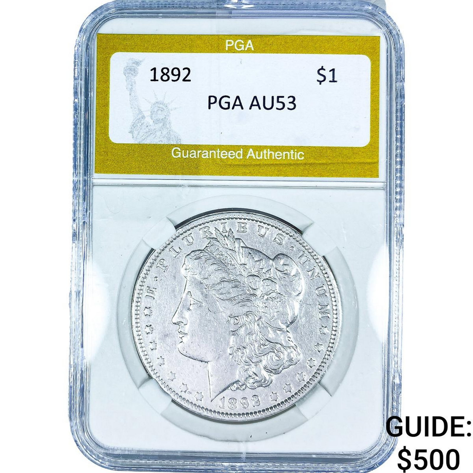 1892 Morgan Silver Dollar PGA AU53: 1892 Morgan Silver Dollar PGA AU53