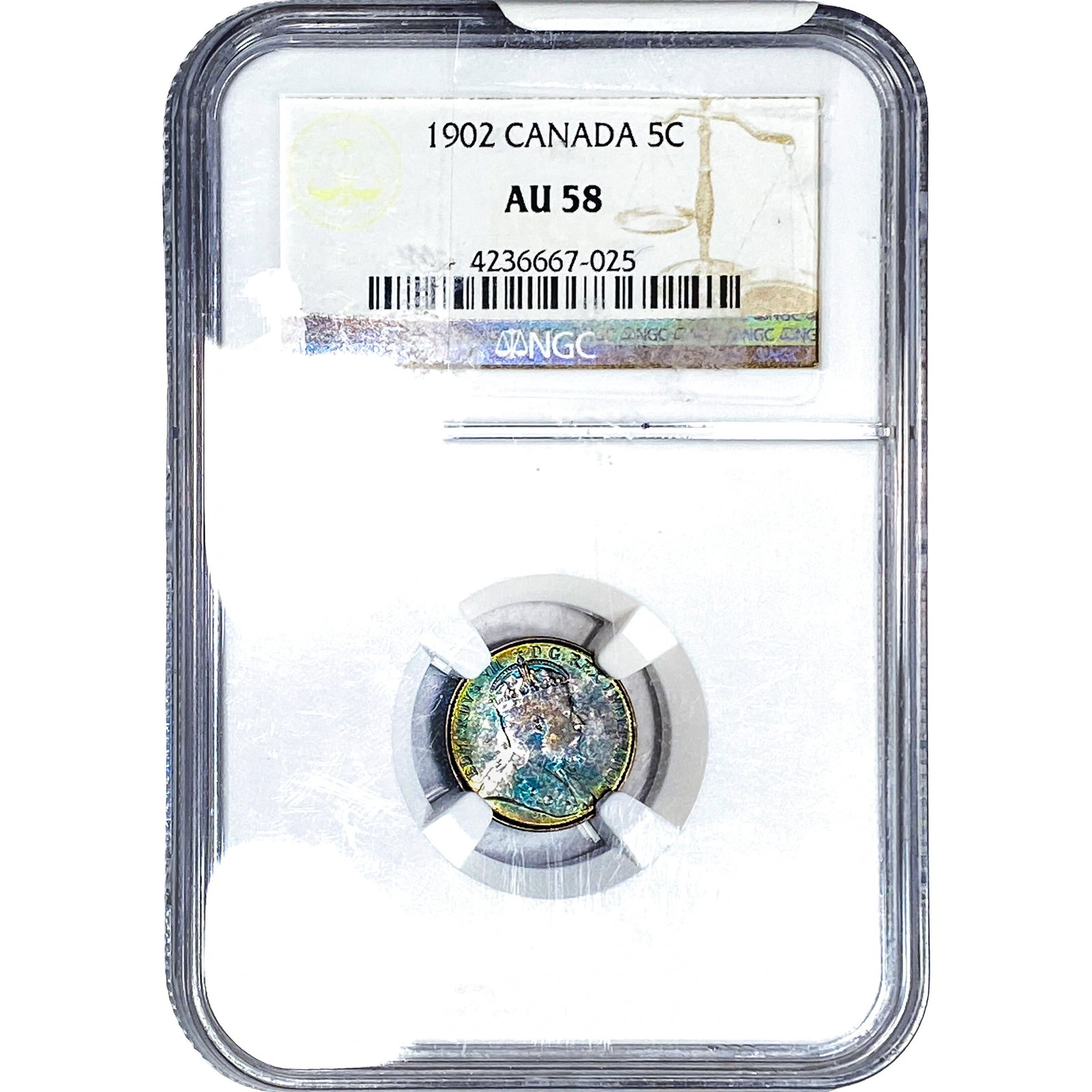 1902 Canada 5 Cents NGC AU 58: 1902 Canada 5 Cents NGC AU 58