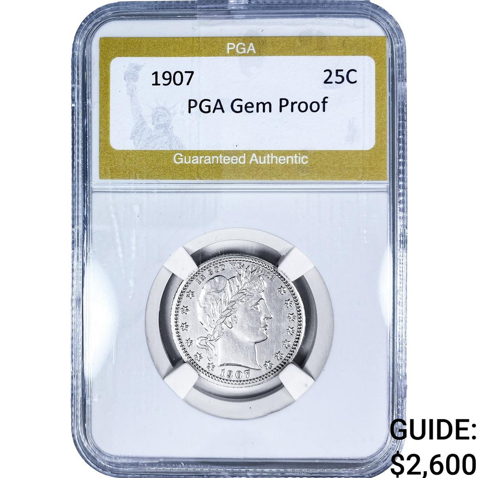 1907 Barber Quarter PGA Gem Proof: 1907 Barber Quarter PGA Gem Proof