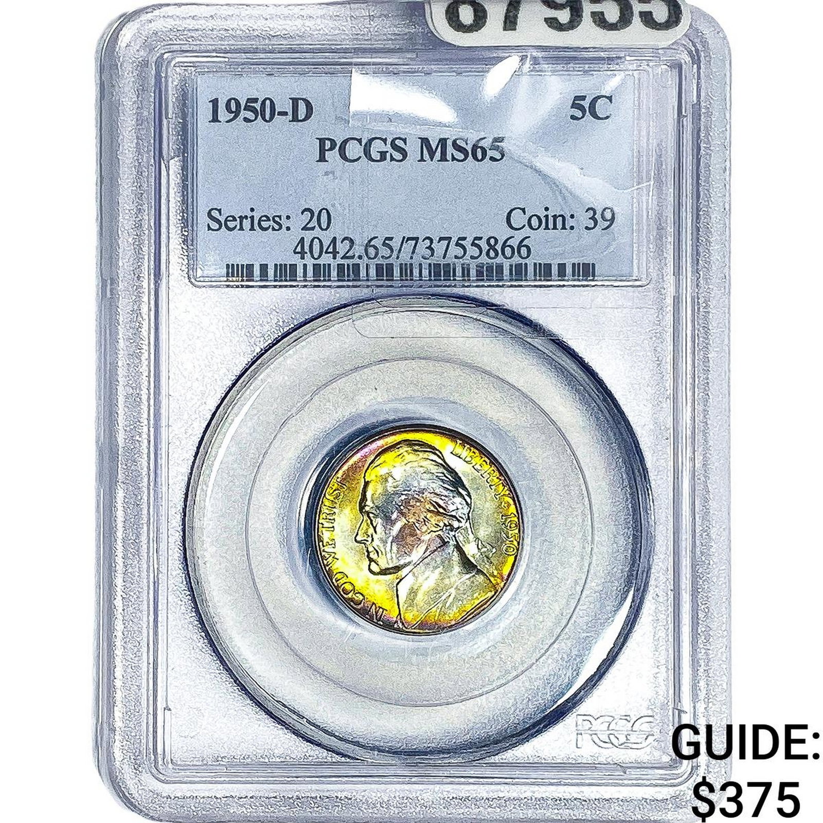 1950-D Jefferson Nickel PCGS MS65: 1950-D Jefferson Nickel PCGS MS65