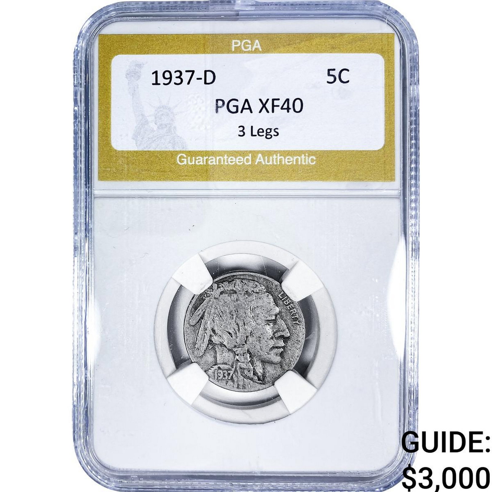 1937-D Buffalo Nickel PGA XF40 3 Legs (1 of 2)