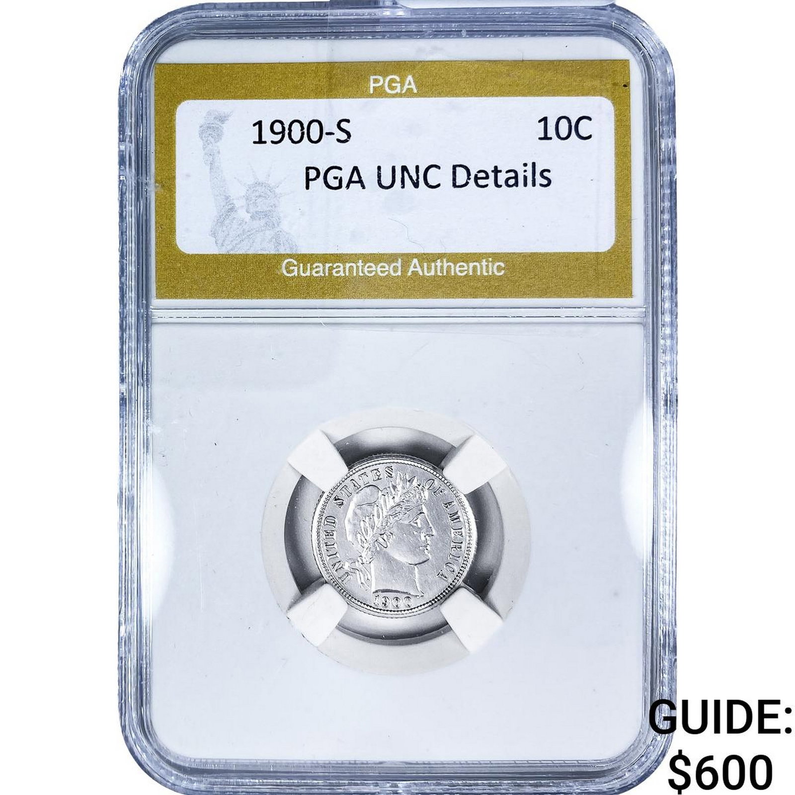 1900-S Barber Dime PGA UNC Details: 1900-S Barber Dime PGA UNC Details
