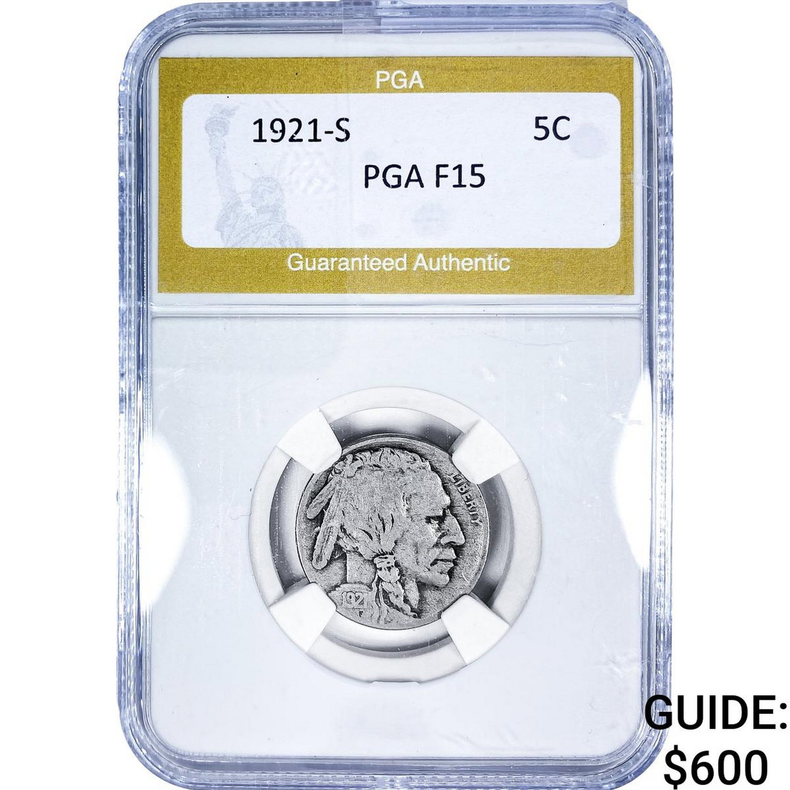 1921-S Buffalo Nickel PGA F15: 1921-S Buffalo Nickel PGA F15