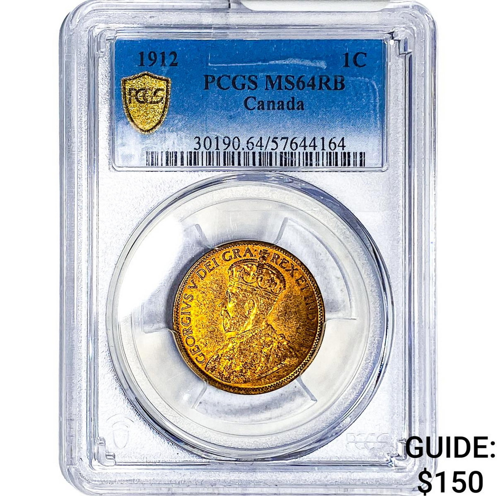 1912 Canada Cent PCGS MS64 RB: 1912 Canada Cent PCGS MS64 RB