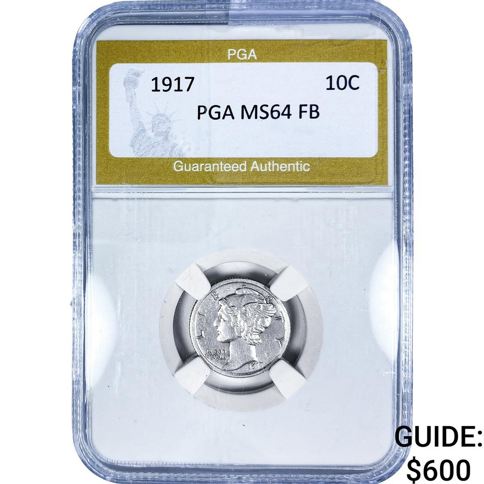 1917 Mercury Silver Dime PGA MS64 FB: 1917 Mercury Silver Dime PGA MS64 FB