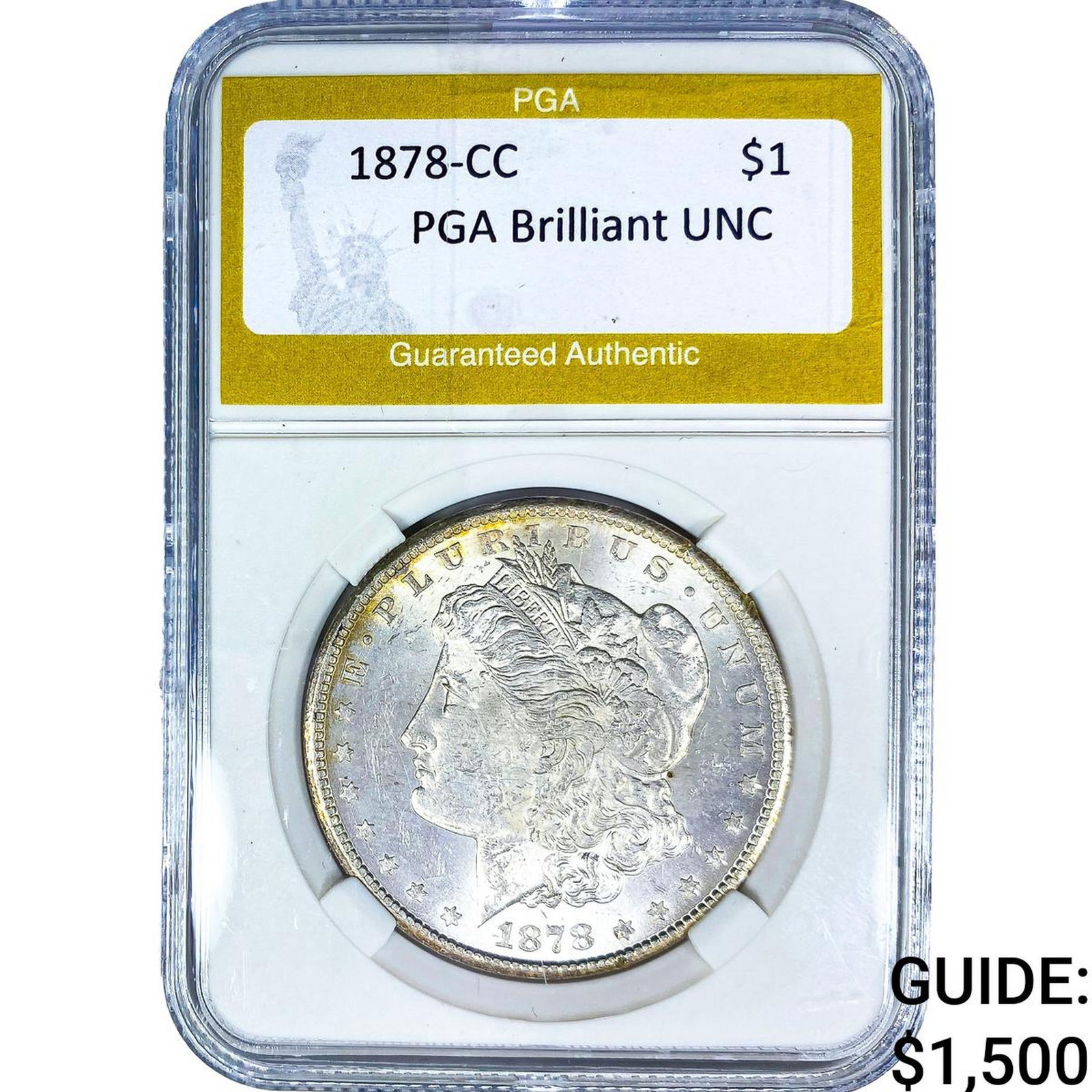 1878-CC Morgan Silver Dollar PGA Brilliant UNC: 1878-CC Morgan Silver Dollar PGA Brilliant UNC