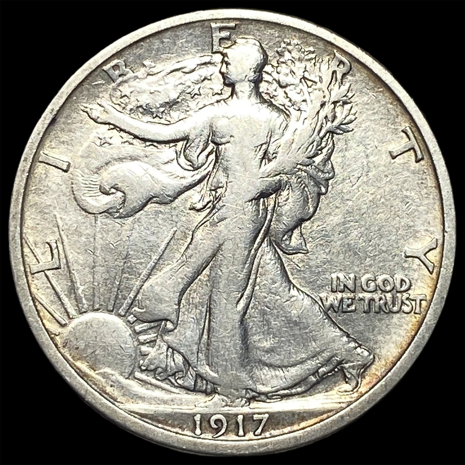 1917-D Silver Walking Liberty Half Dollar LIGHTLY CIRCULATED: 1917-D Silver Walking Liberty Half Dollar LIGHTLY CIRCULATED