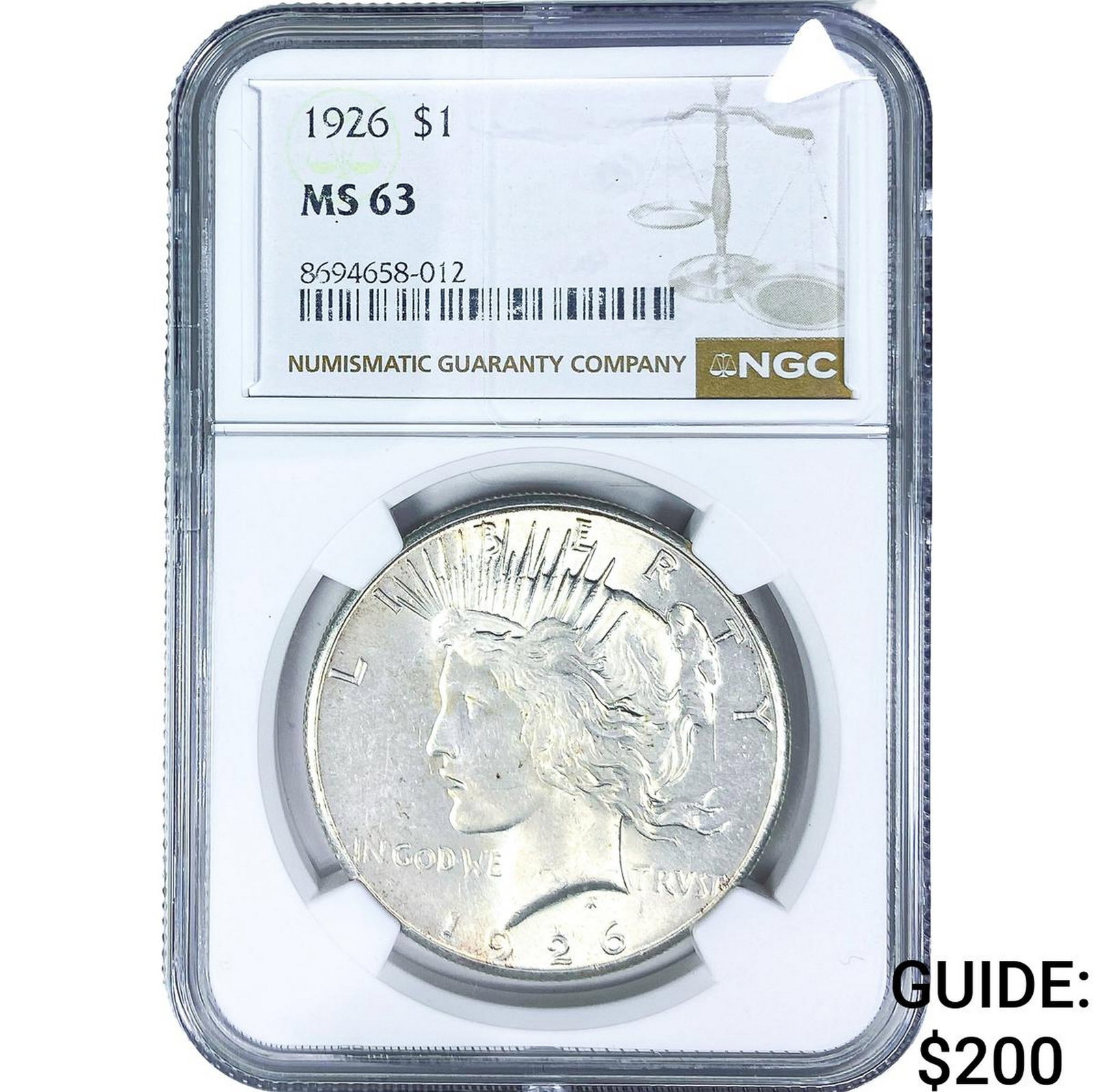 1926 Silver Peace Dollar NGC MS63 (1 of 2)